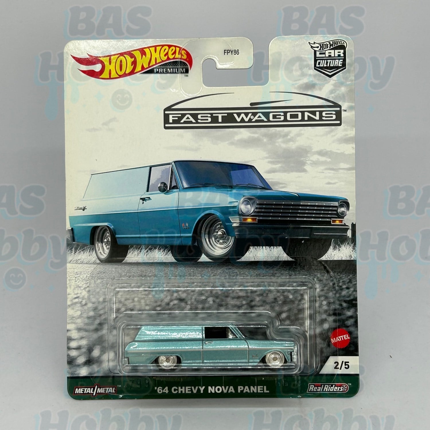 (HATALI) Hot Wheels Premium Car Culture Fast Wagons 1 - '64 Chevy Nova Panel