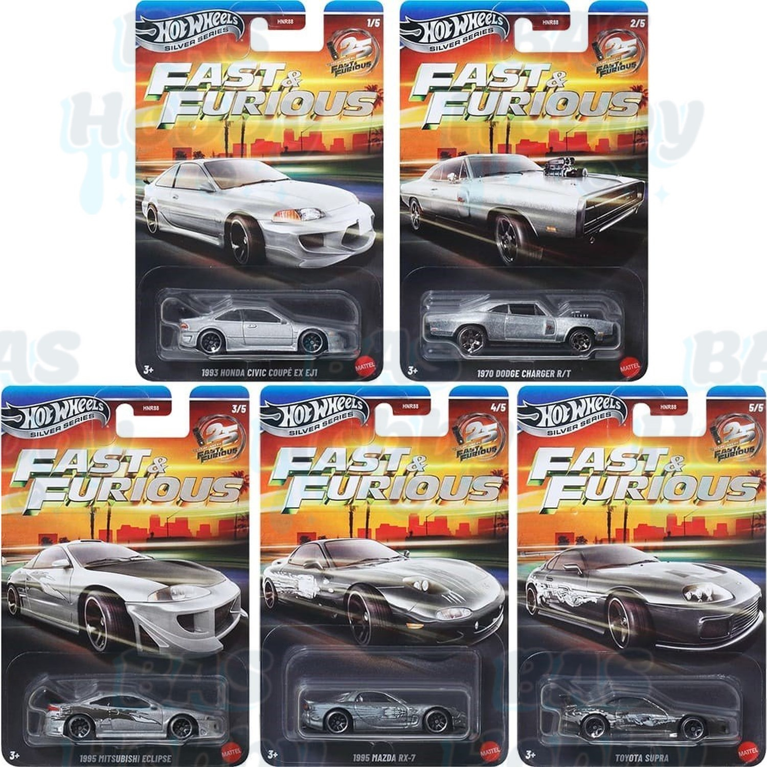 Hot Wheels Uzun Kart Silver Series Fast&Furious 25.Yıl Set HNR88 - 979Q