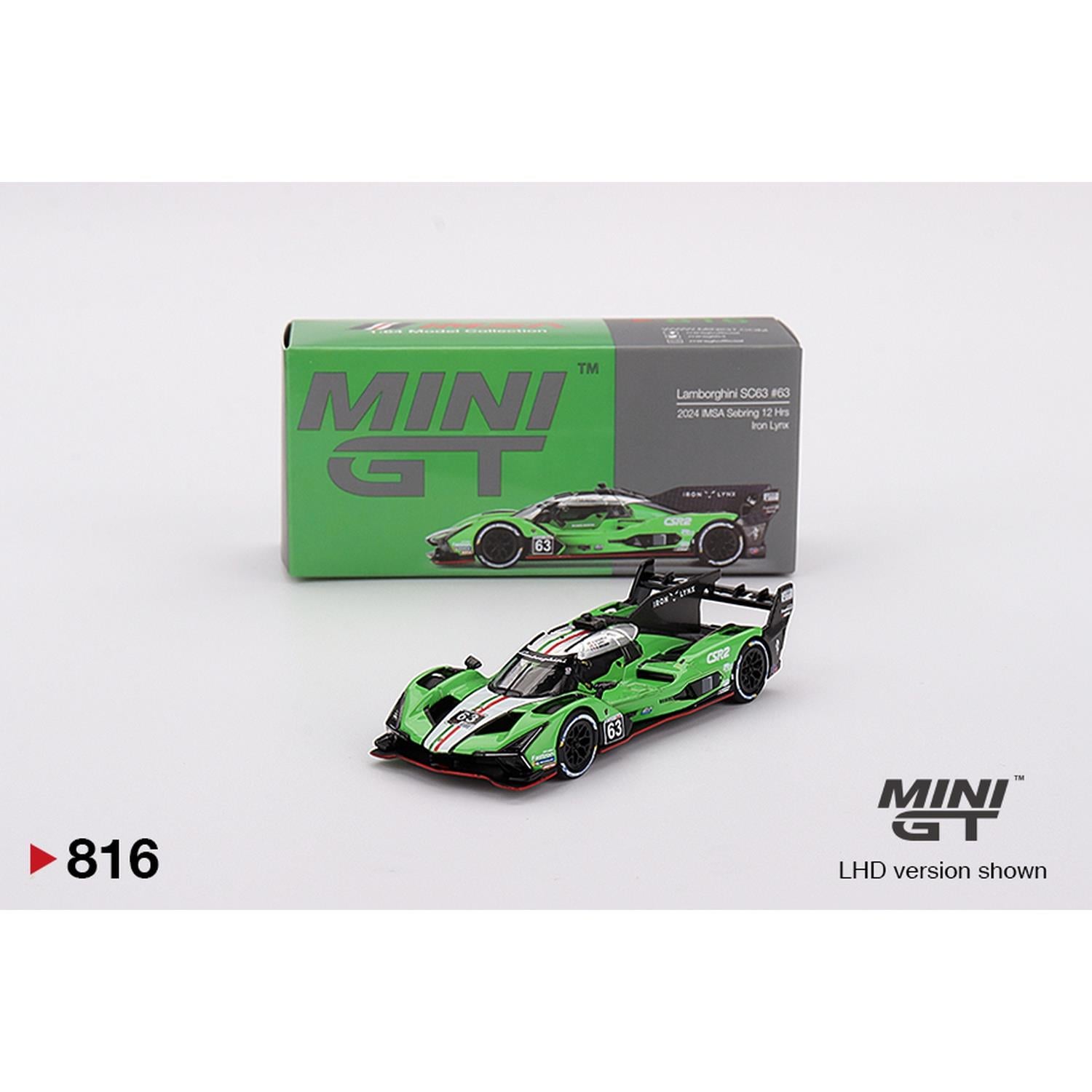 Mini GT 1/64 Lamborghini SC63 #63 Iron Lynx 2024 IMSA Sebring 12 Hrs MGT00816