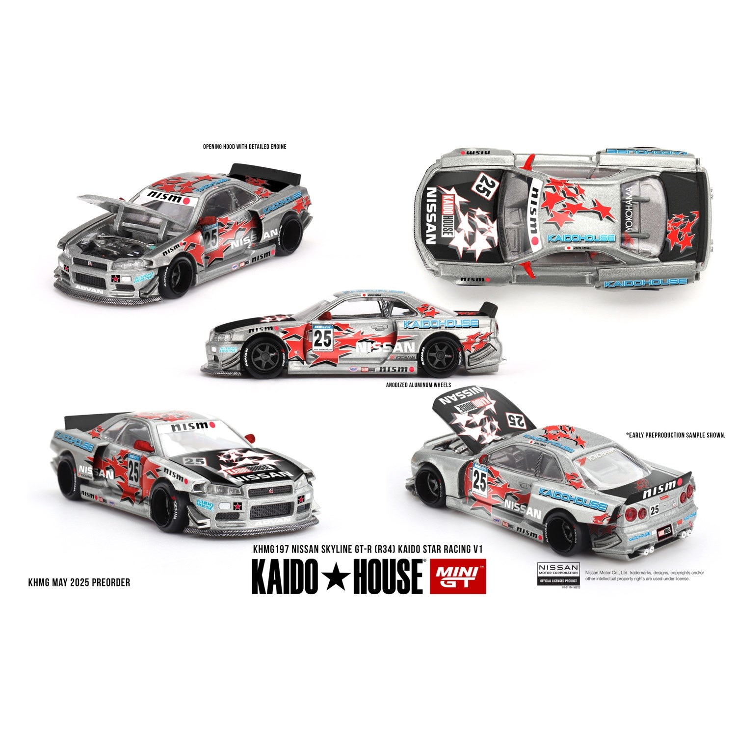 Mini GT x KaidoHouse 1/64 Nissan Skyline GT-R (R34) Kaido Star Racing V1 KHMG197