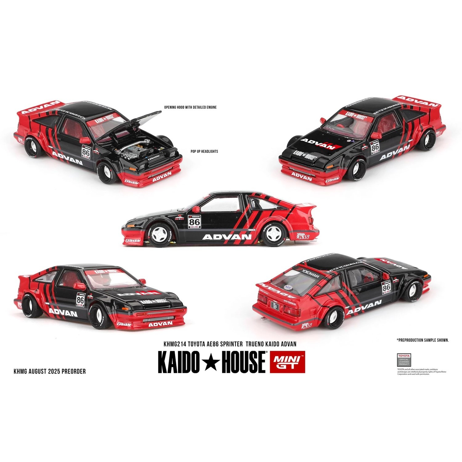 Mini GT x KaidoHouse 1/64 Toyota AE86 Sprinter Trueno Kaido ADVAN KHMG214