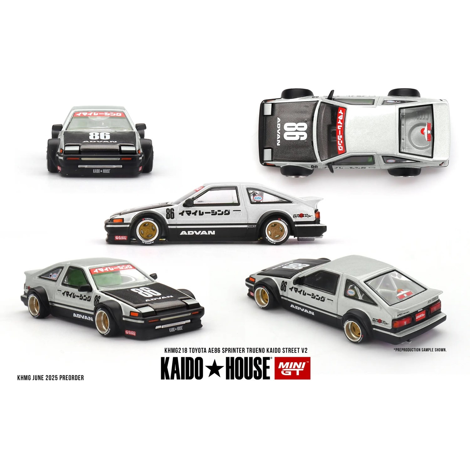 Mini GT X KaidoHouse 1/64 Toyota AE86 Sprinter Trueno Kaido Street V2 KHMG218