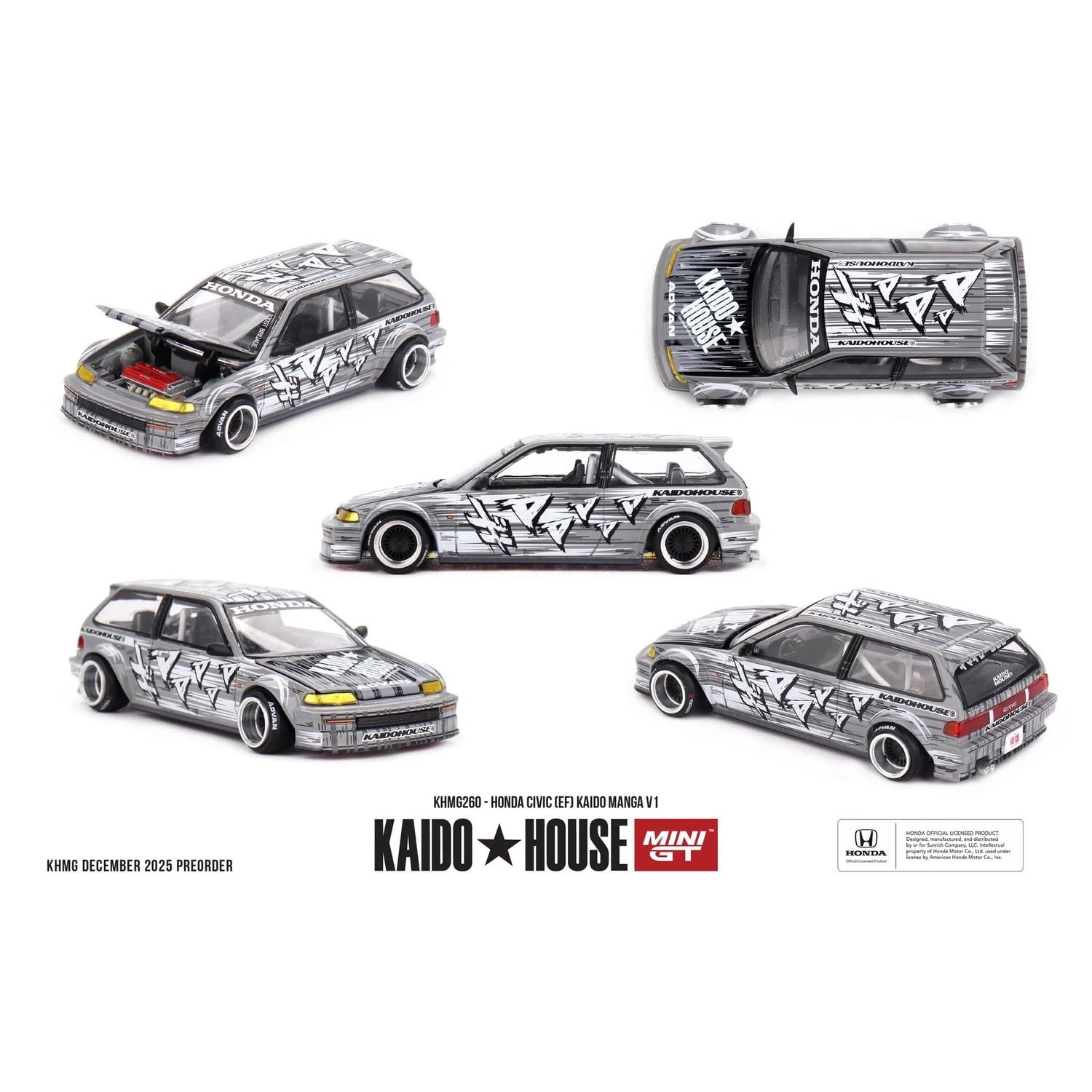 (ÖN SATIŞ) Mini GT 1/64 KaidoHouse Honda Civic (EF) Kaido Manga V1 KHMG260