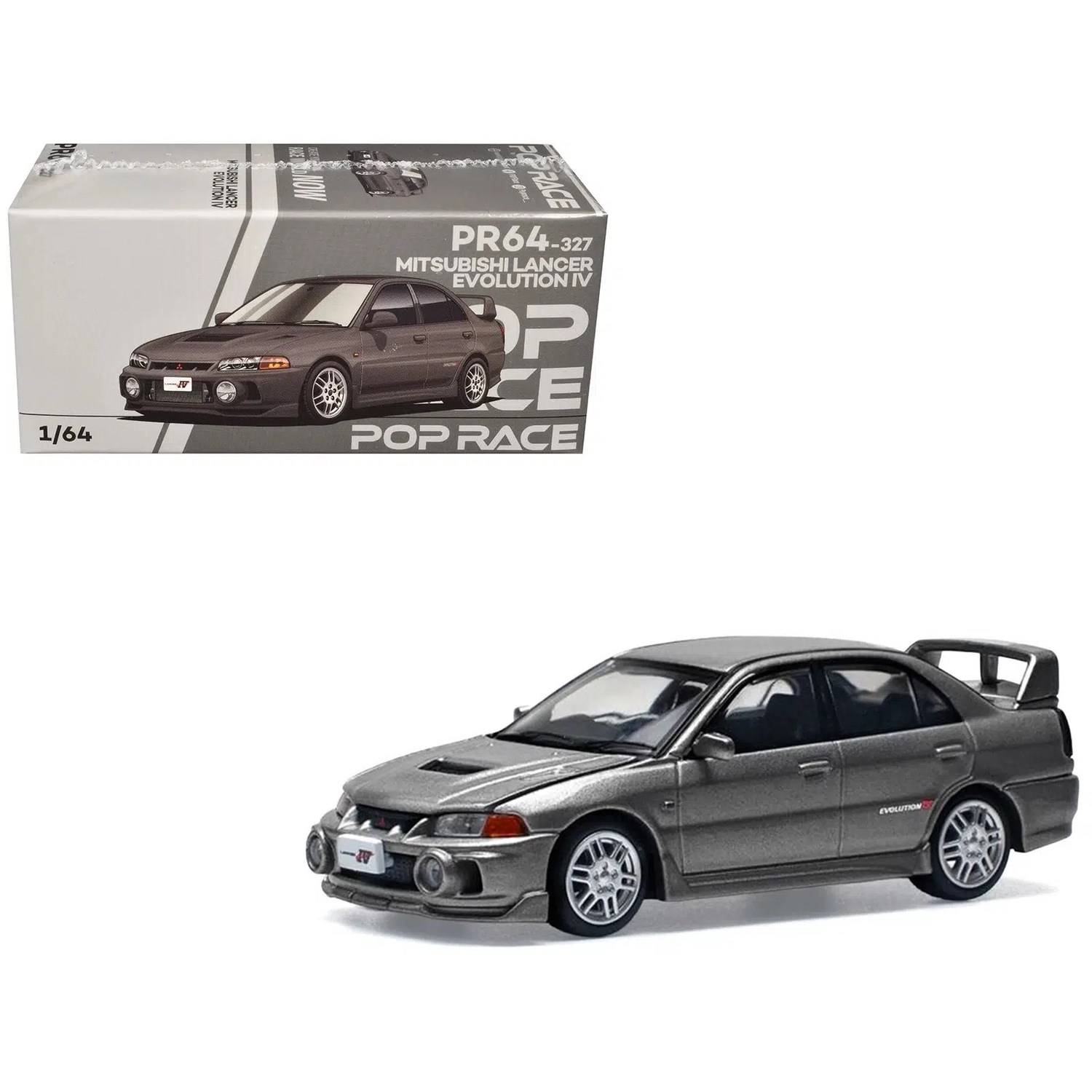 Pop Race 1/64 Mitsubishi Lancer Evolution IV Dark Grey PR64-327