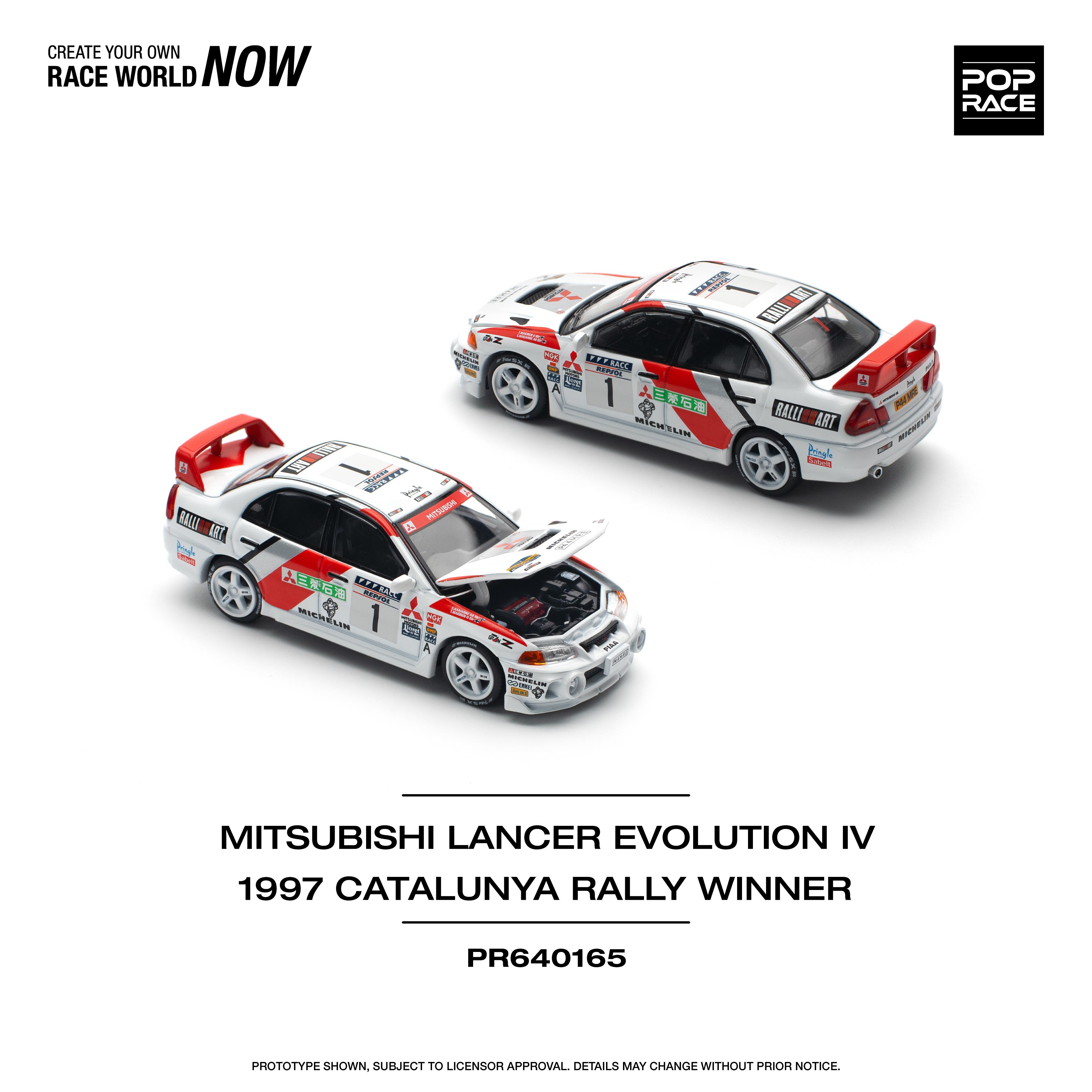 Pop Race 1/64 Mitsubishi Lancer Evolution IV 1997 Catalunya Rally Winner PR640165