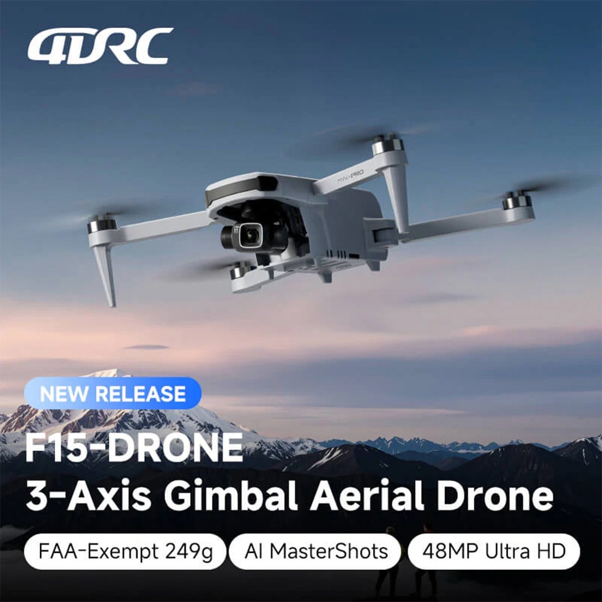 4DRC 4D-F15 Profesyonel Drone, EIS 3 Eksenli Titreşim Önleyici Gimbal Kamera ile