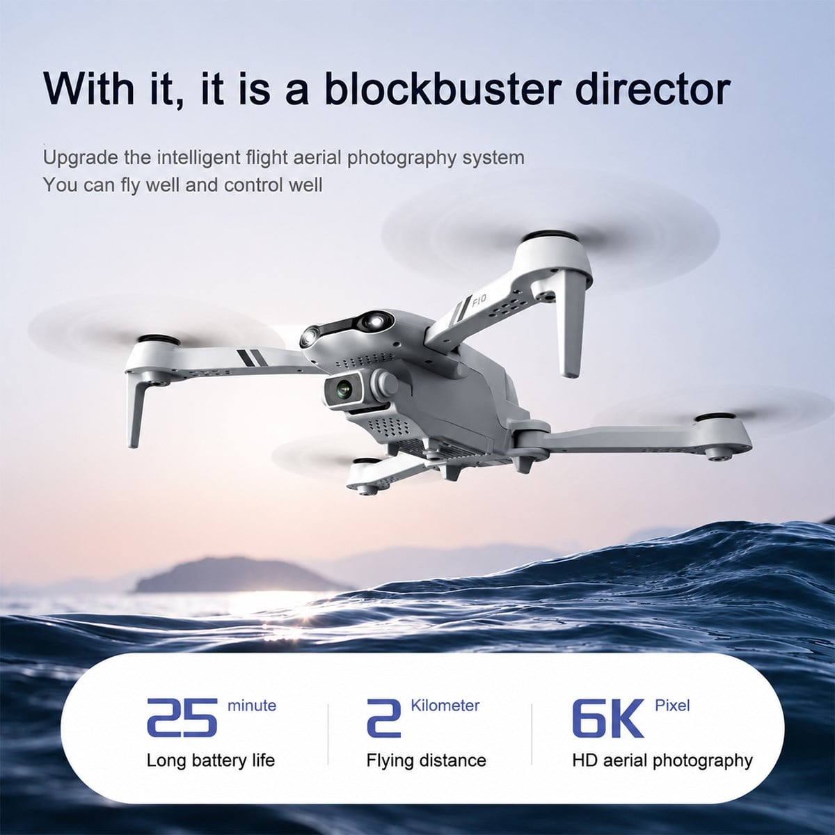 4DRC 4DRC F10 Çift Akıllı Konumlandırma Dönüşü 4 Eksenli Başsız Modlu Çift Pil 6K Çift Kamera Drone
