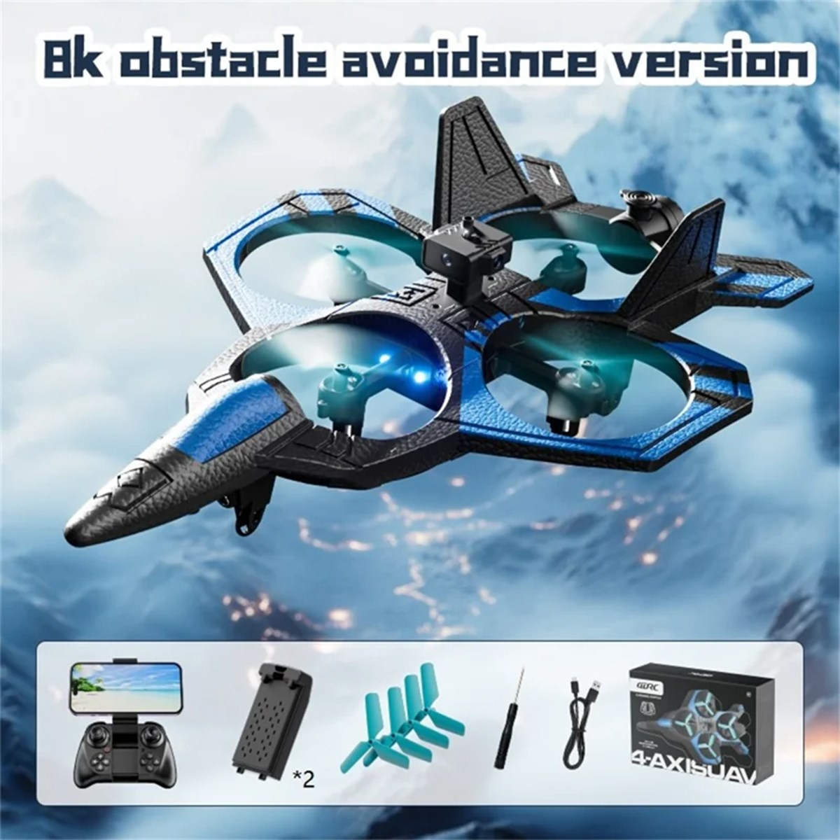 4DRC 4DRC V46 RC Uçak 2.4Ghz Köpük Uzaktan Kumandalı Uçaklar Helikopter Quadcopter Başlangıç Seviyesi İçin,Dönen İHA,Yerçekimi Algılama,Akrobasi Hareketi,Soğuk Işık