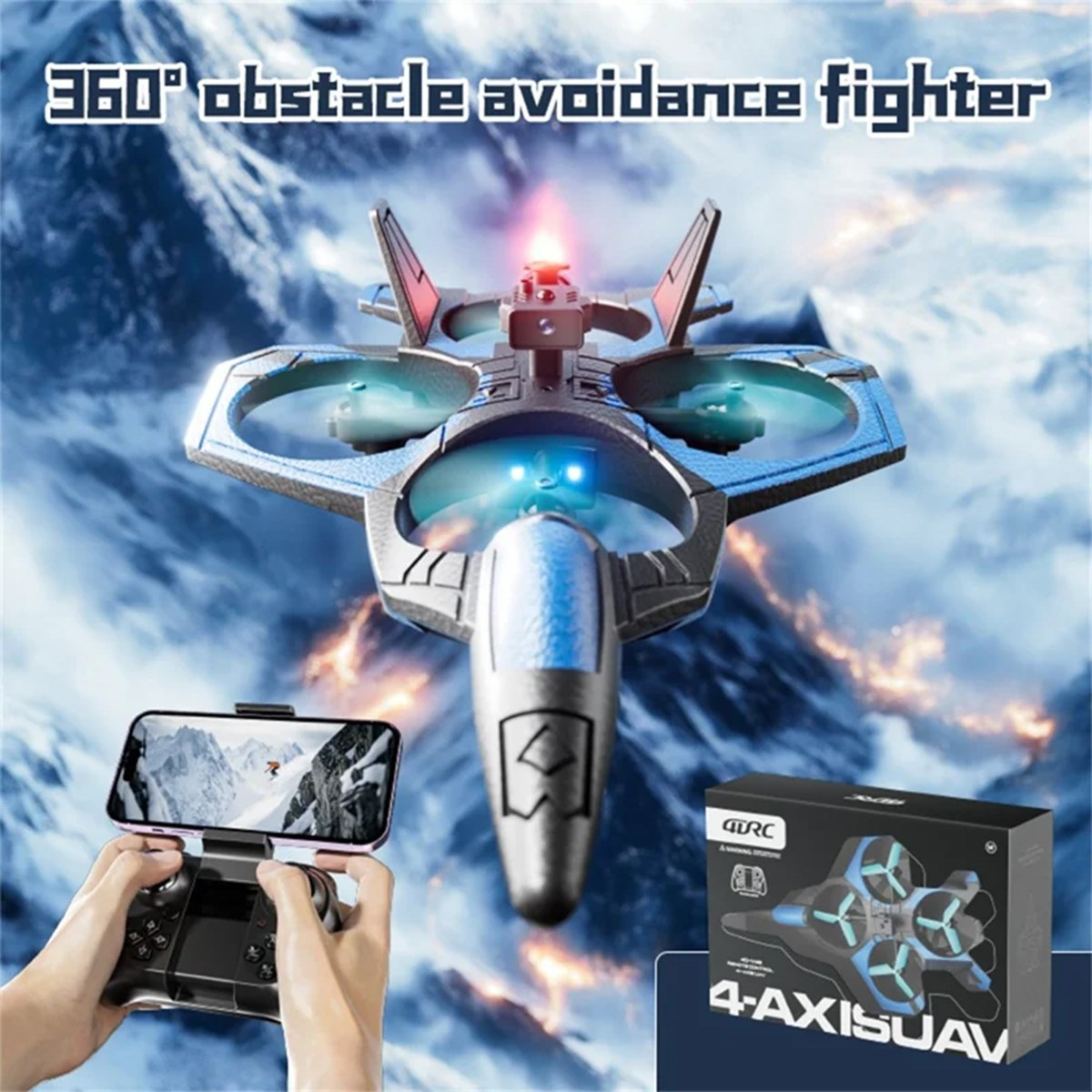 4DRC 4DRC V46 RC Uçak 2.4Ghz Köpük Uzaktan Kumandalı Uçaklar Helikopter Quadcopter Başlangıç Seviyesi İçin,Dönen İHA,Yerçekimi Algılama,Akrobasi Hareketi,Soğuk Işık