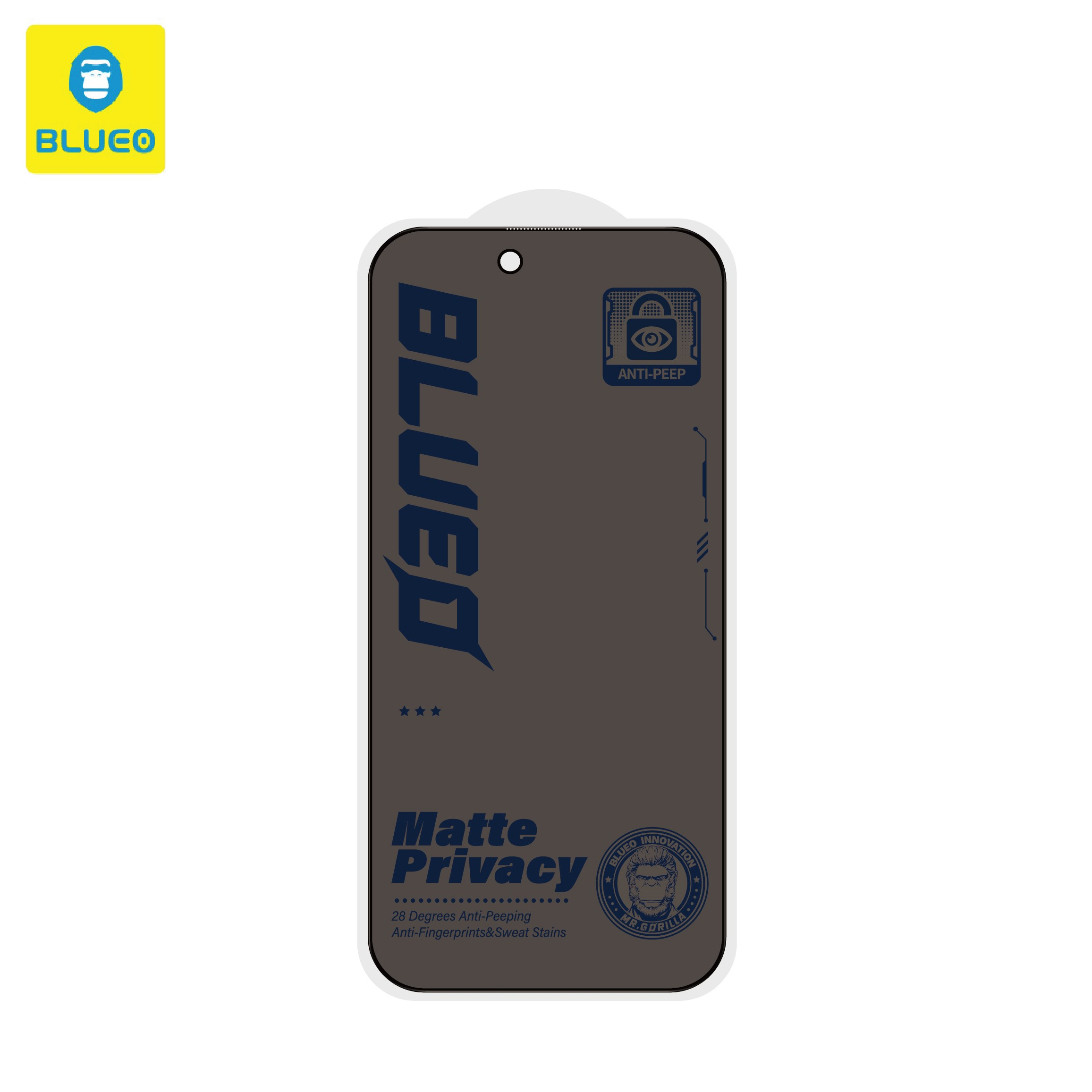 BLUEO Anti-Peep Anti-Glare iPhone 17 / 17 Pro Uyumlu Net Görüş Hızlı Tepkime Mat Hayalet Ekran Koruyucu