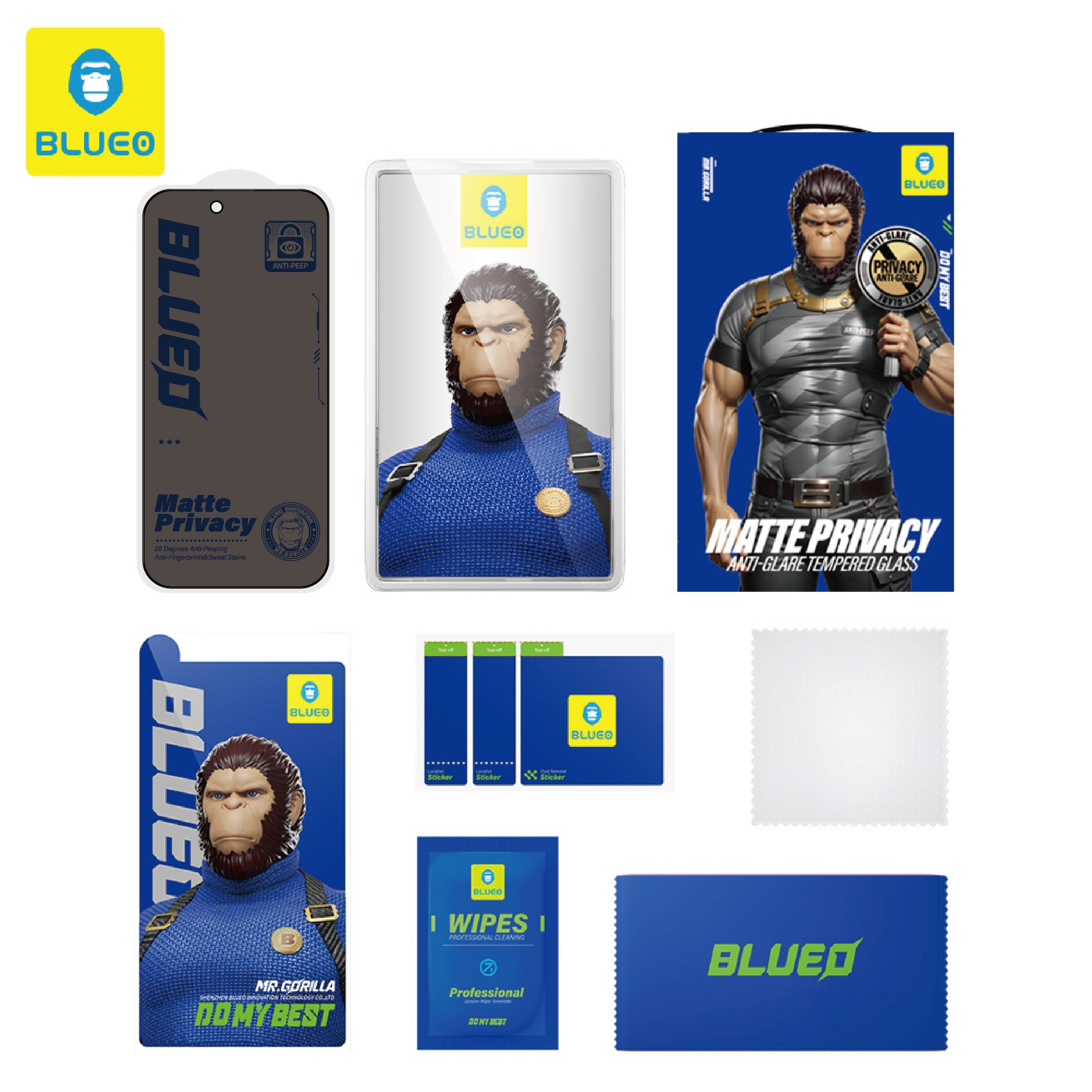 BLUEO Anti-Peep Anti-Glare iPhone 17 / 17 Pro Uyumlu Net Görüş Hızlı Tepkime Mat Hayalet Ekran Koruyucu