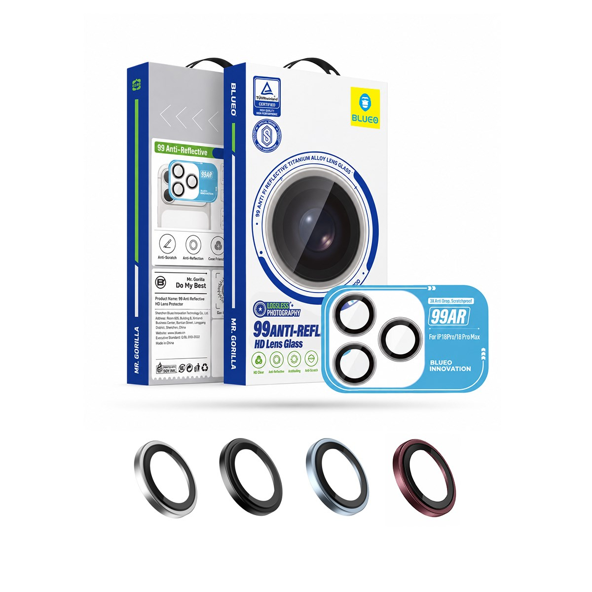 BLUEO B 99 HD iPhone 18 Pro / 18 Pro Max Uyumlu Uygulama Aparatlı AR Kamera Lens Koruyucu