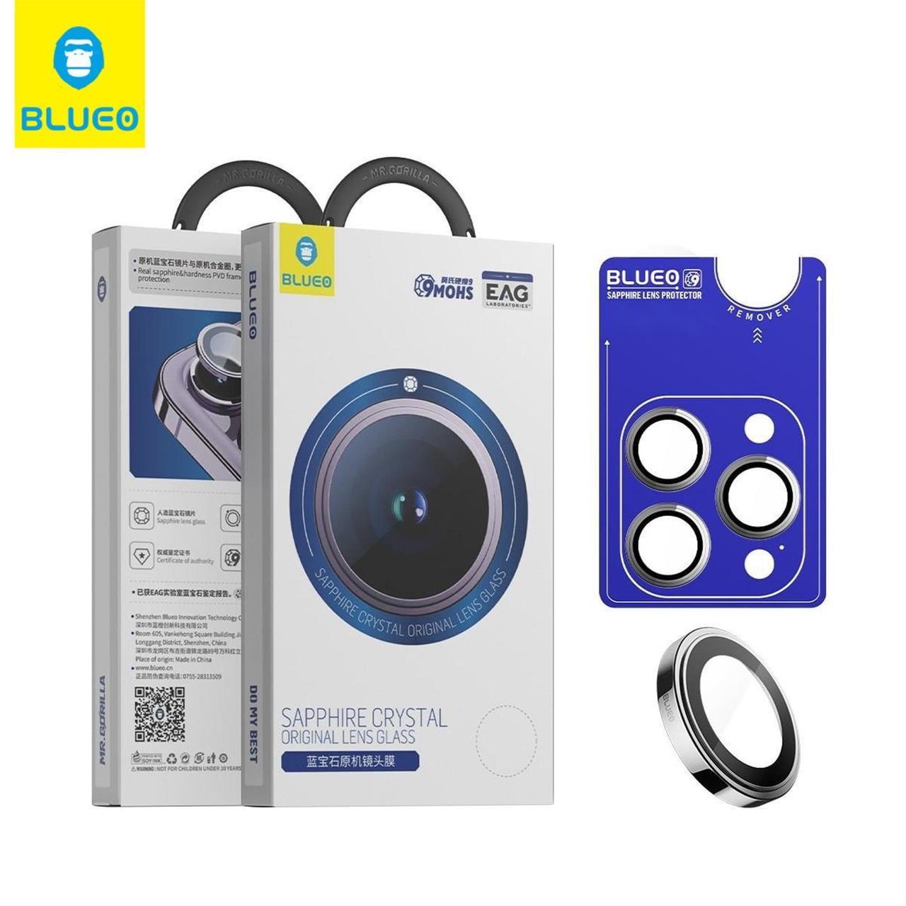 BLUEO B Sapphire Lens iPhone 15 Pro / 16 Pro / 15 Pro Max / 16 Pro Max 9 Mohs Çizilmeye Dayanıklı Kristal Görüntü Uygulama Aparatlı Kamera Lens Koruyucu