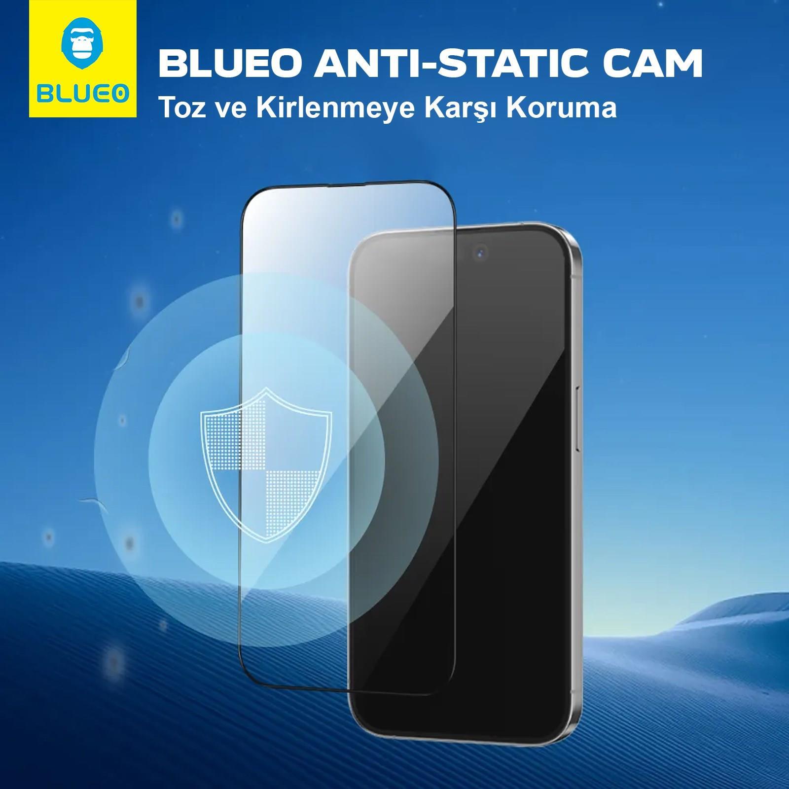 BLUEO Blueo Anti Static HD iPhone 14 Plus Uyumlu Toz Çizilme Parmak izi Önleyici Full Cam Ekran Koruyucu