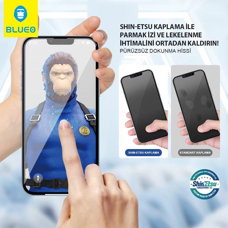 BLUEO Blueo Corning Gorilla iPhone 14 Pro Max Uyumlu Çizilme ve Darbelere Ekstra Dayanıklı HD Cam Ekran Koruyucu