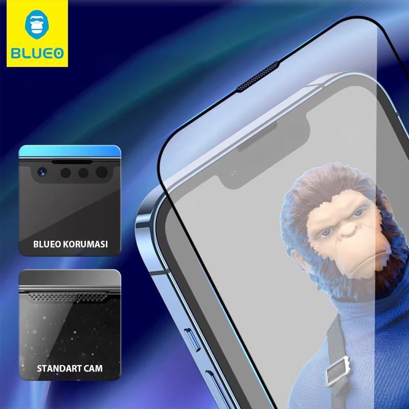 BLUEO Blueo Corning Gorilla iPhone 14 Pro Max Uyumlu Çizilme ve Darbelere Ekstra Dayanıklı HD Cam Ekran Koruyucu