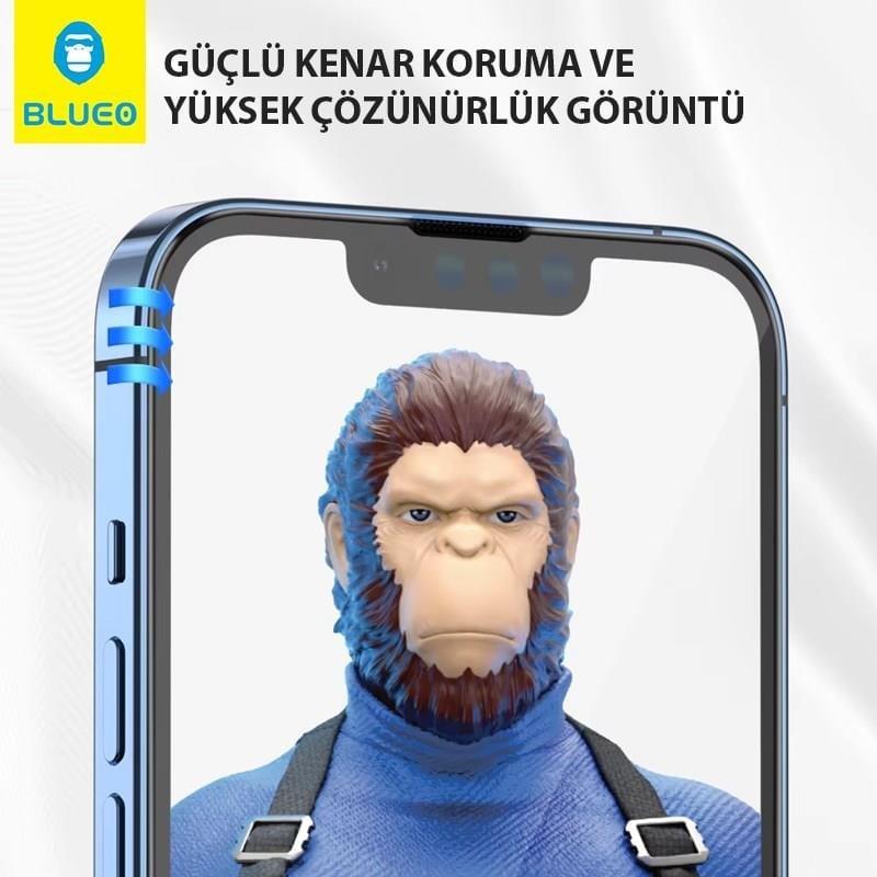 BLUEO Blueo Corning Gorilla iPhone 15 Pro Uyumlu Uygulama Aparatlı Ekstra Dayanıklı HD Cam Ekran Koruyucu