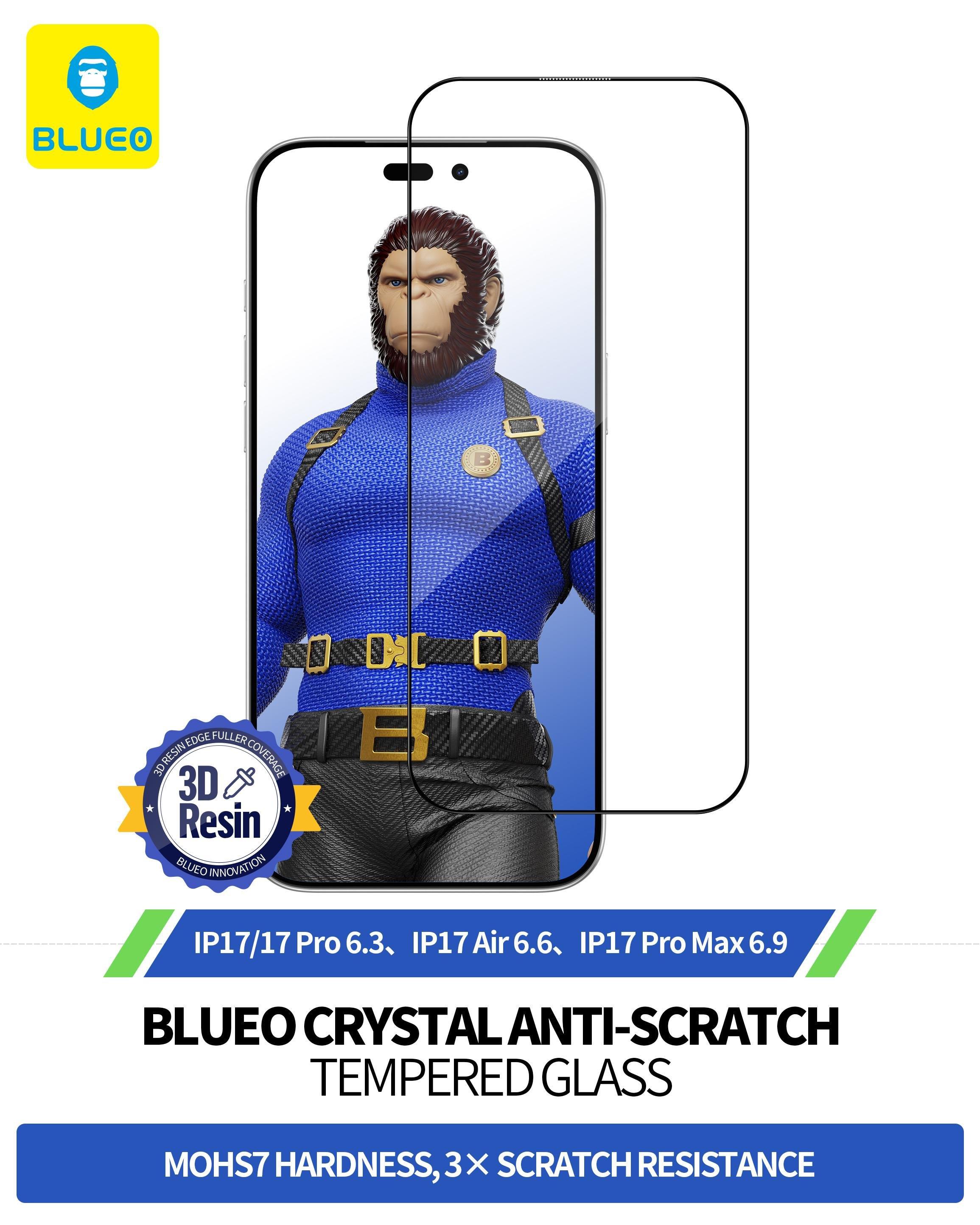 BLUEO Blueo Crystal Anti-Stratch iPhone 17 Air Uyumlu 7 MOhs Sertlik 3 Kat Çizilmeye Dayanıklı HD Cam Ekran Koruyucu