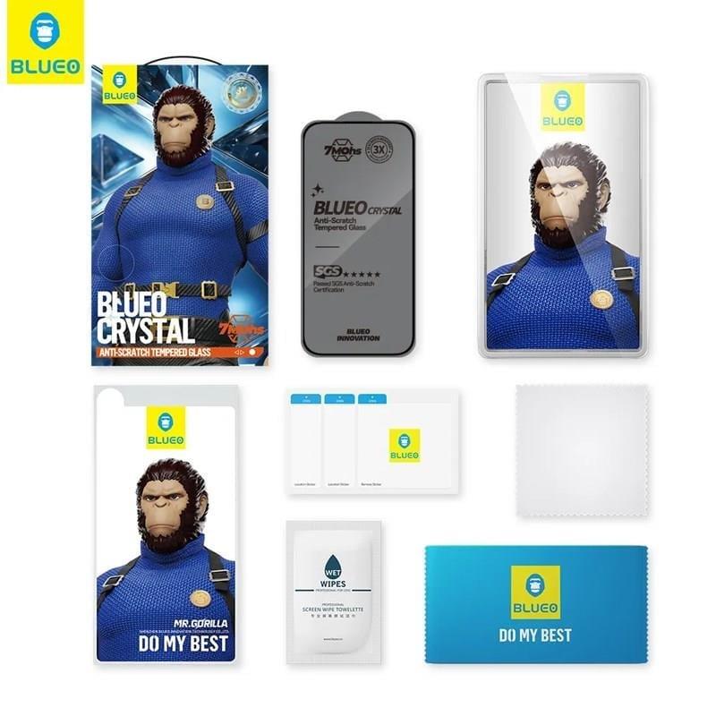BLUEO Blueo Crystal iPhone 16 Pro Max Uyumlu 7 MOhs Sertlik 3 Kat Çizilmeye Dayanıklı Cam Ekran Koruyucu Aparat