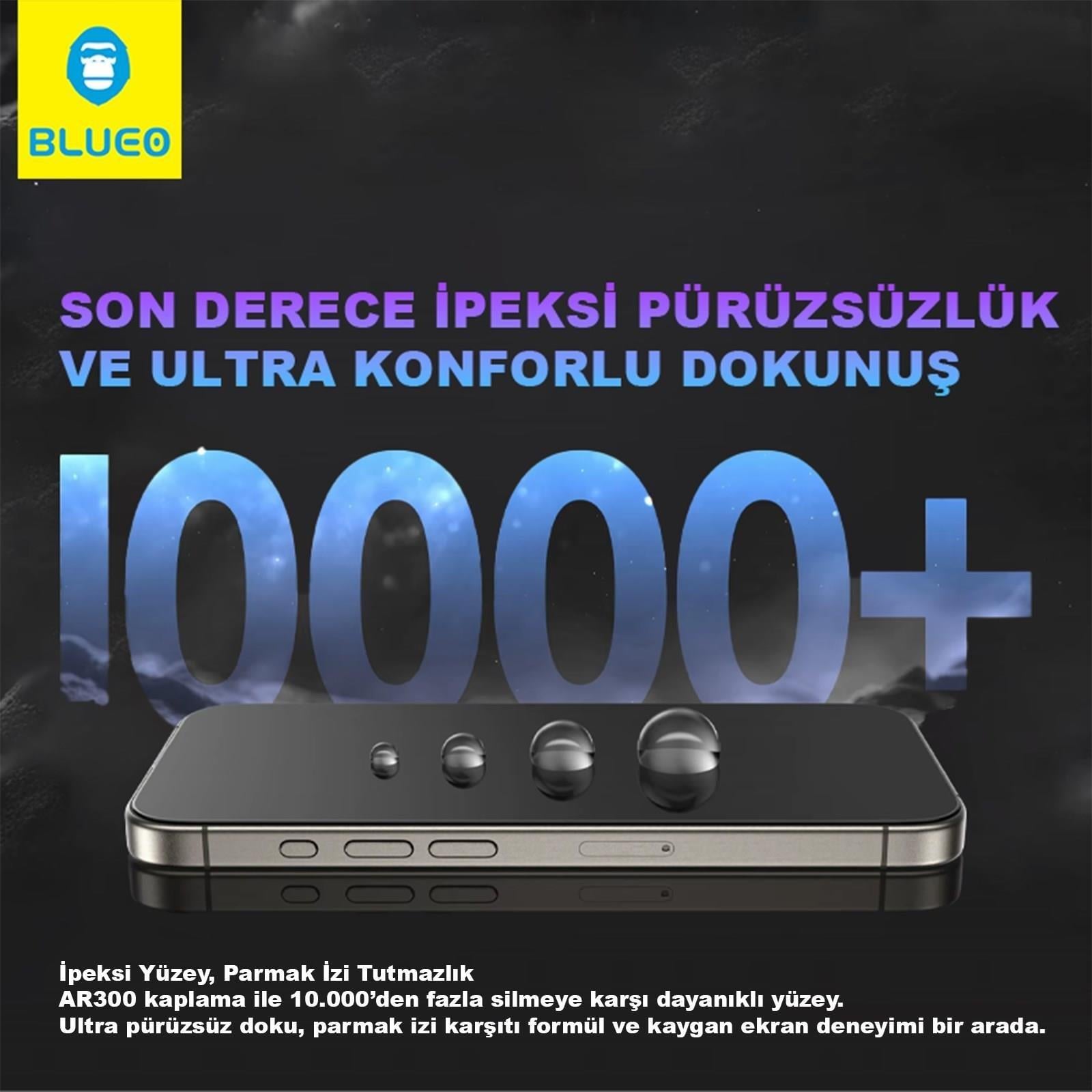 BLUEO Blueo Crystal iPhone 16 Pro Uyumlu 7 MOhs Sertlik 3 Kat Çizilmeye Dayanıklı Cam Ekran Koruyucu Aparatlı