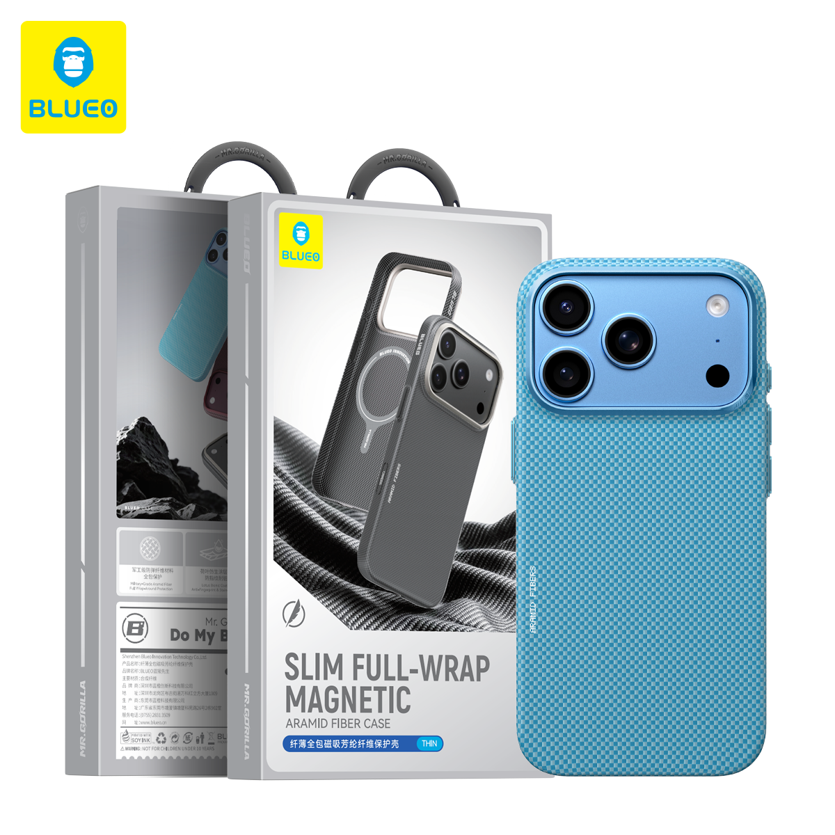 BLUEO Blueo iPhone 17 Pro / 18 Pro Uyumlu Slim Full-Wrap Magnetic Aramid Fiber Case