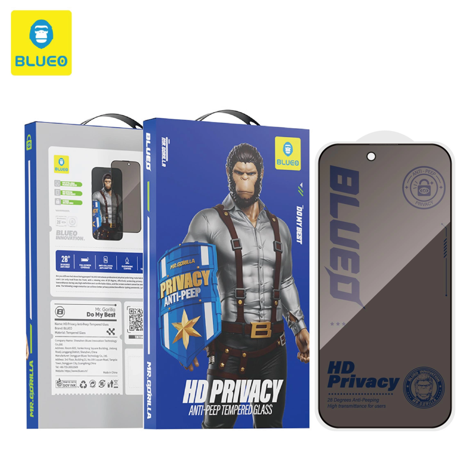 BLUEO Blueo iPhone 18 Pro Uyumlu Full Cover Anti-Peep Glass