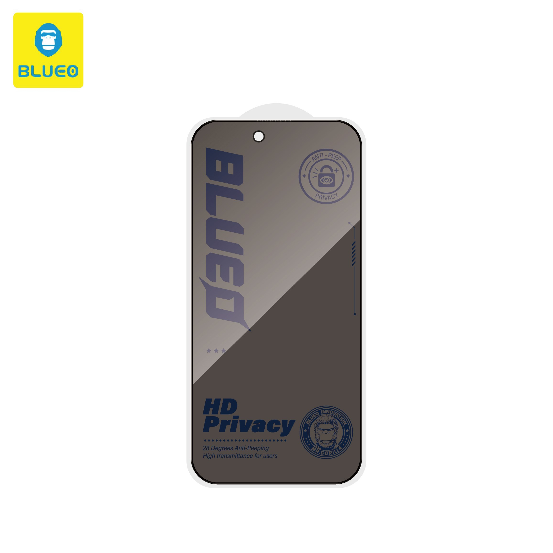 BLUEO iPhone 17 / 17 Pro Uyumlu AR Privacy 3D Curved Hot bending Tempered Glass