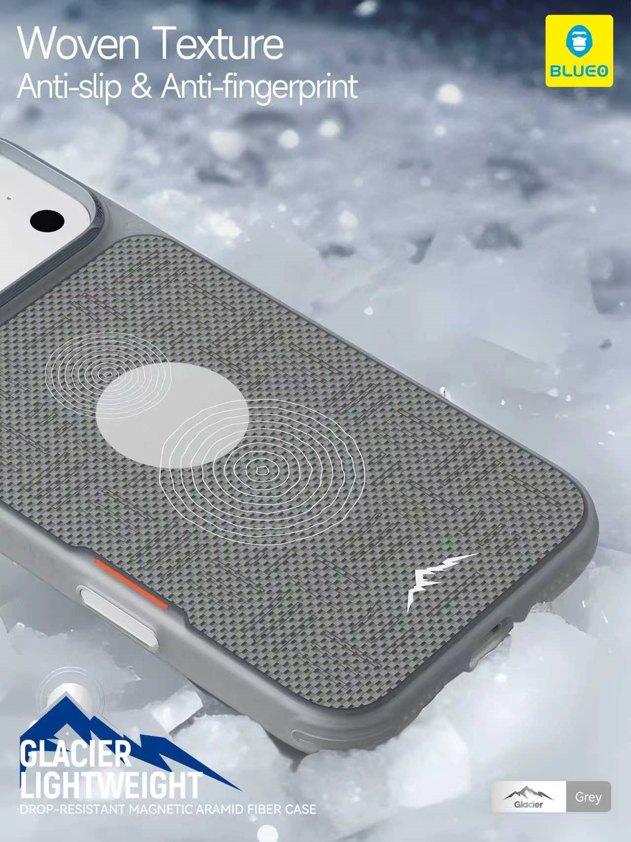 BLUEO iPhone 17 Pro / 18 Pro Glacier Lightweight Drop-Resistant Magnetic Aramid Fiber Case