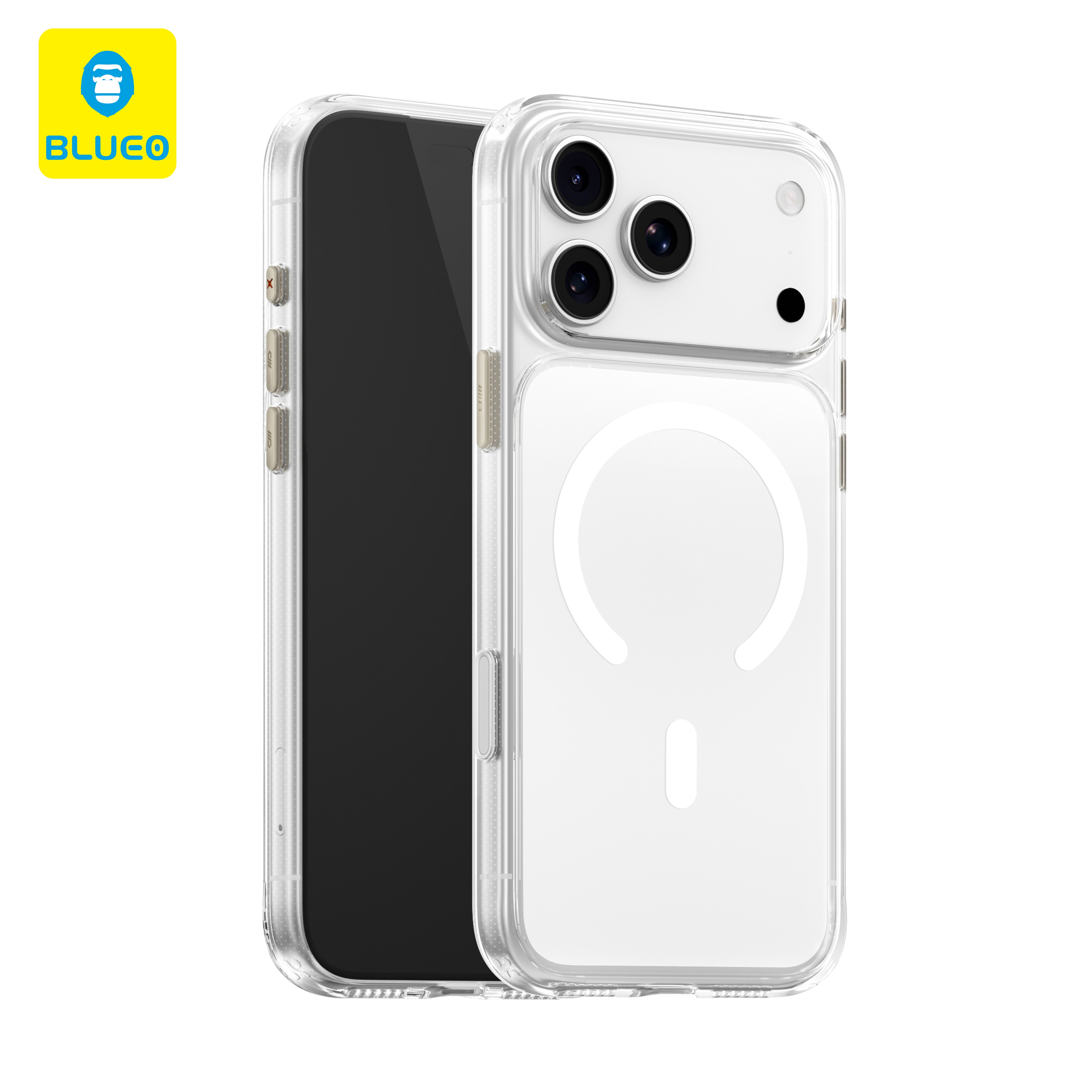 BLUEO iPhone 17 Pro / 18 Pro Uyumlu Crystal+ Anti-Drop Phone Case with Magnetic