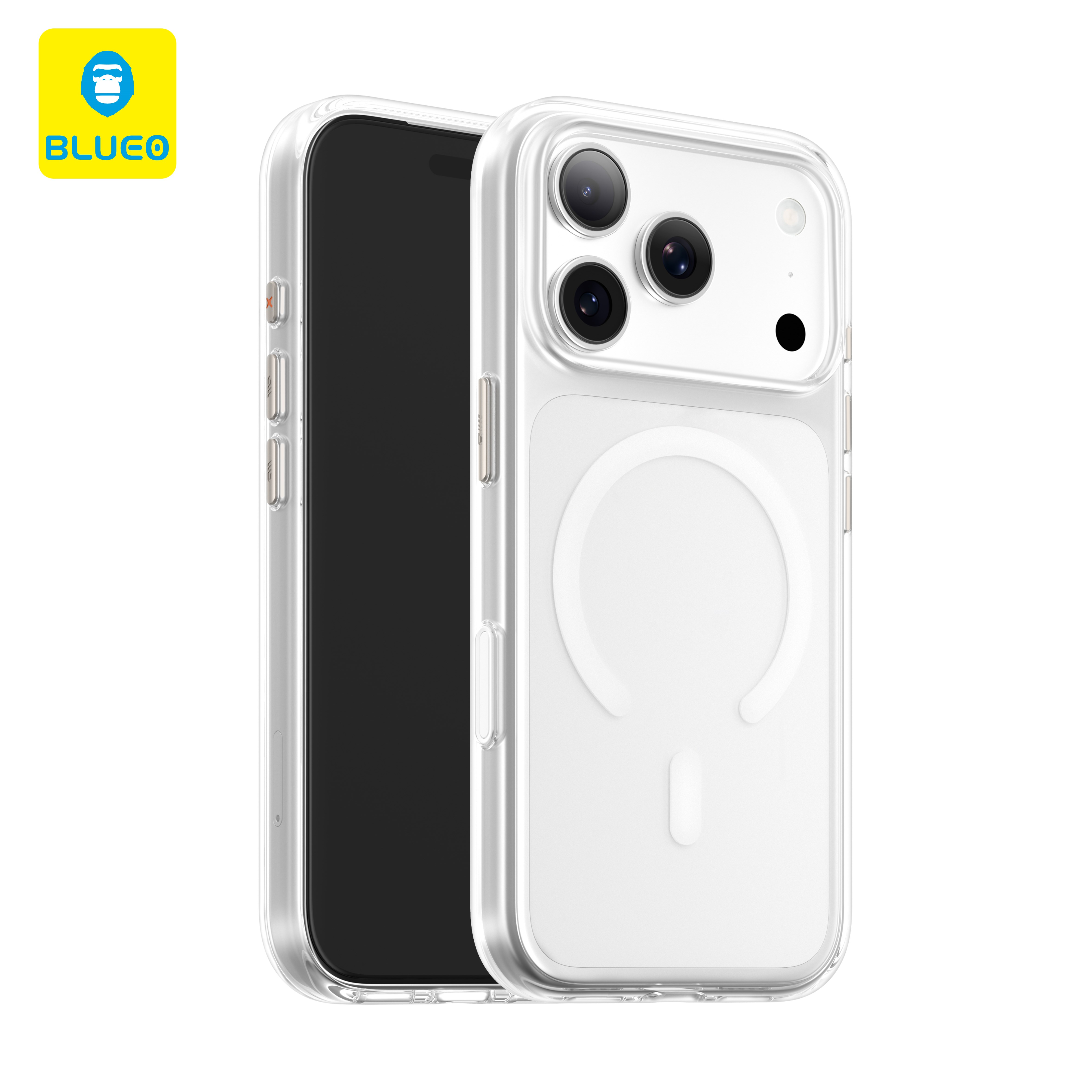 BLUEO iPhone 17 Pro Max / 18 Pro Max Uyumlu Crystal Pro Drop Resistance Phone Case With Magentic (Camera Button Version)