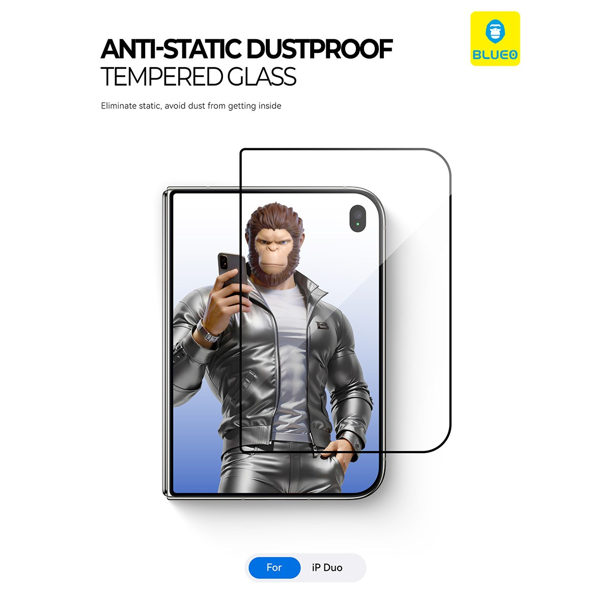 BLUEO iPhone Duo Uyumlu Full Cover HD Anti-Static Şeffaf Ekran Koruyucu Cam
