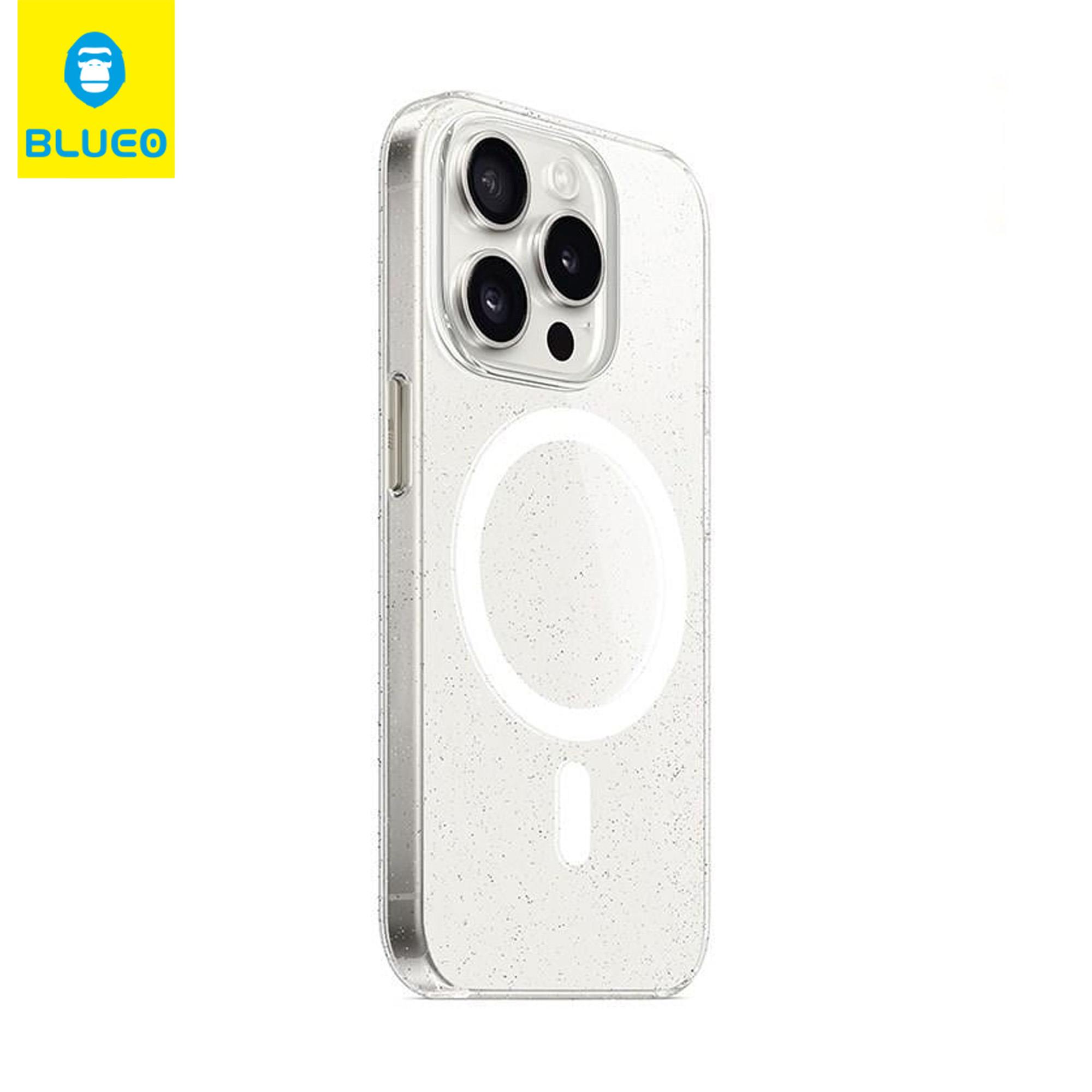 BLUEOB Crystal Pro iPhone 15 Pro Max 360 Komple Yan Yüzey Airbag Koruması MagSafe Özellikli AF Oleofobik Kaplama Simli Şeffaf Sert Silikon Kılıf