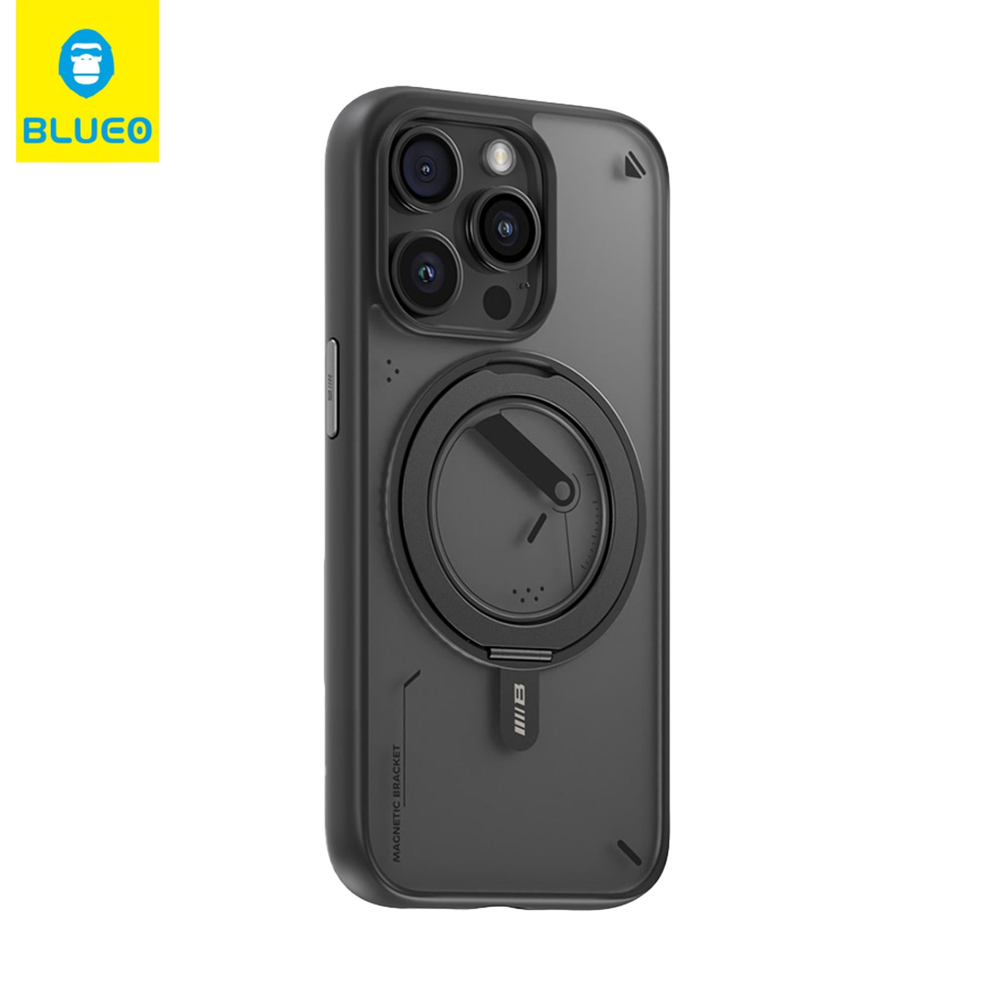 BLUEOB Punk Skin Friendly 360 Rotatable iPhone 15 Pro Max Parmak izi Bırakmayan Mat MagSafe Stand Özellikli Slim Yumuşak Silikon Kılıf