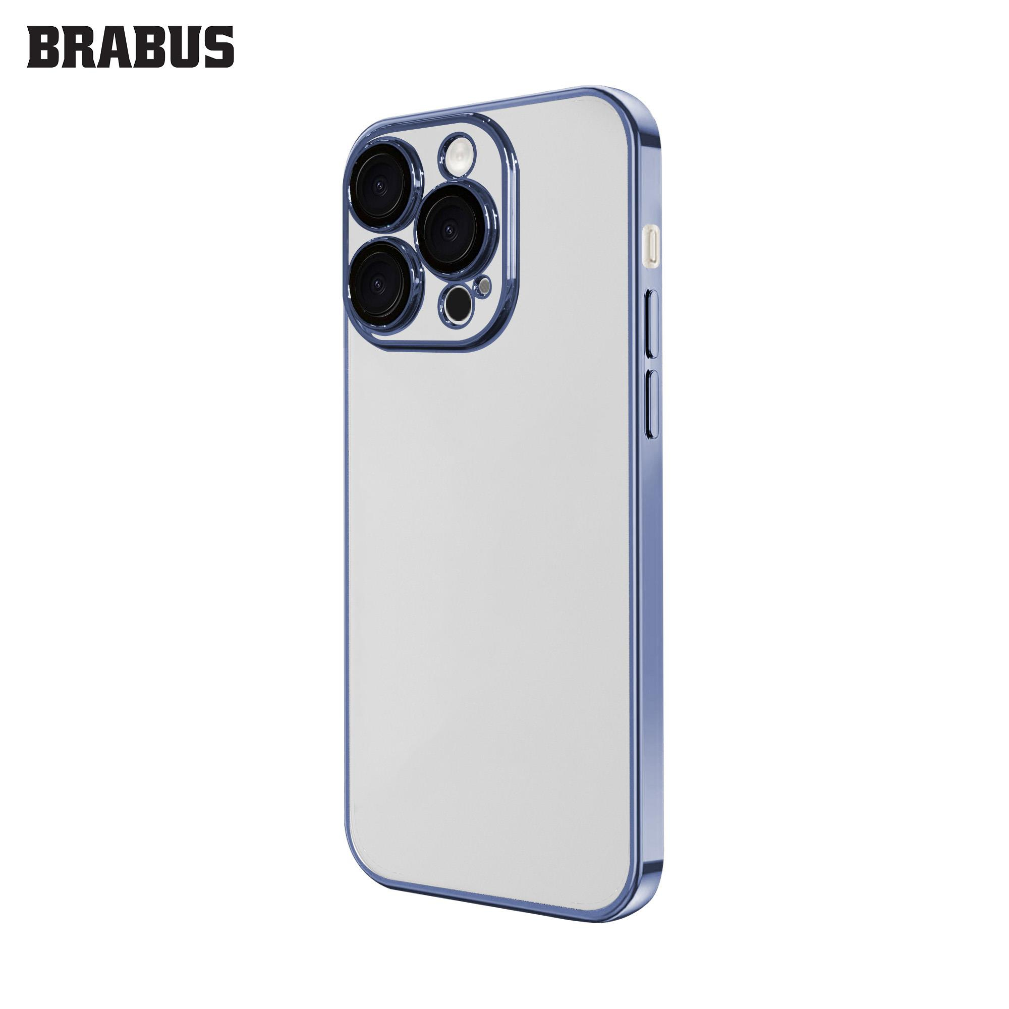 BRABUS iPhone 14 Pro Max Kenaları Renkli Kamera Mercek Lens Korumalı ince Slim Şeffaf Sert Drum Silikon Kılıf