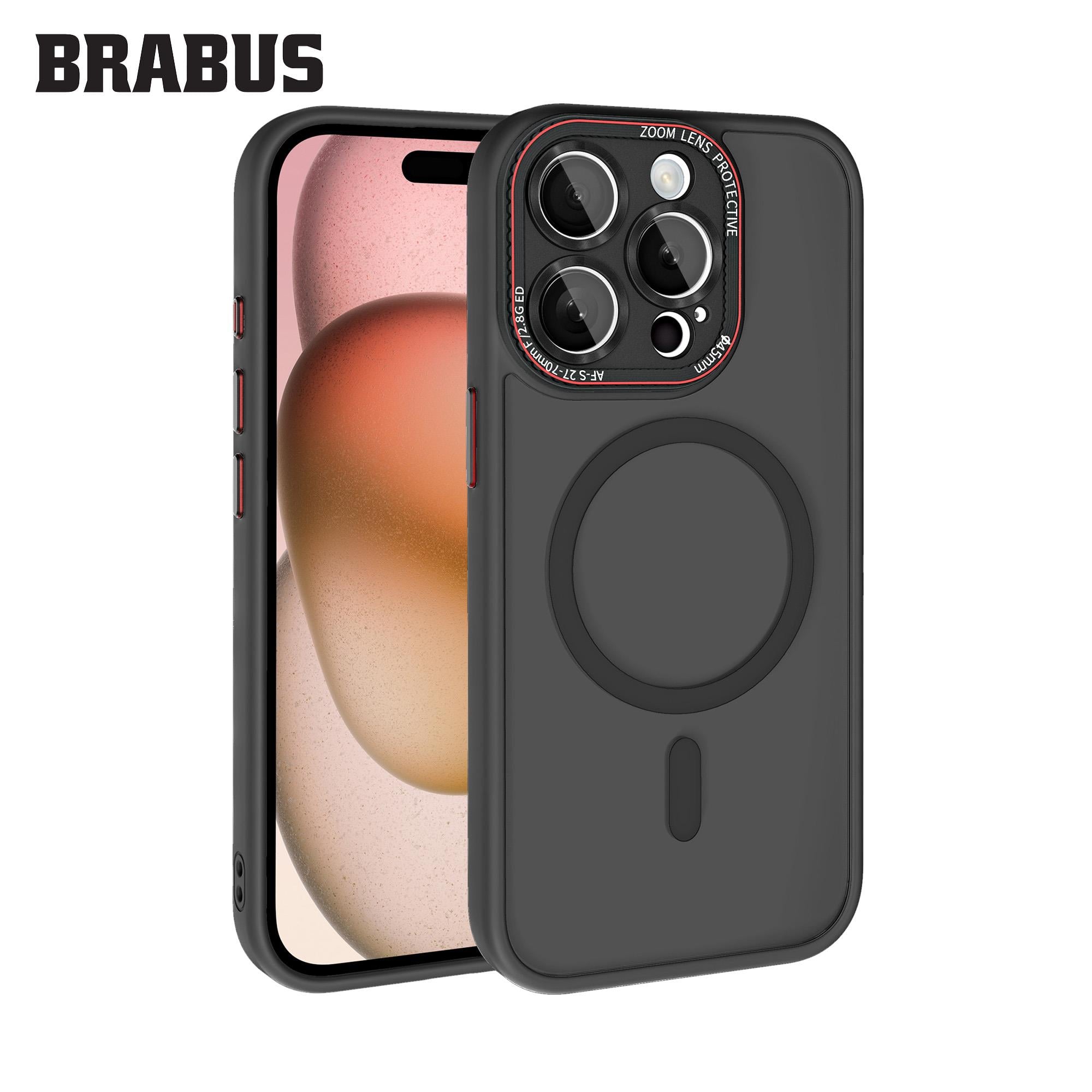 BRABUS iPhone 15 Pro Anti-Shock MagSafe Özellikli Kamera Lens Korumalı Buzlu Kenarları Yumuşak Sonic Silikon Kılıf