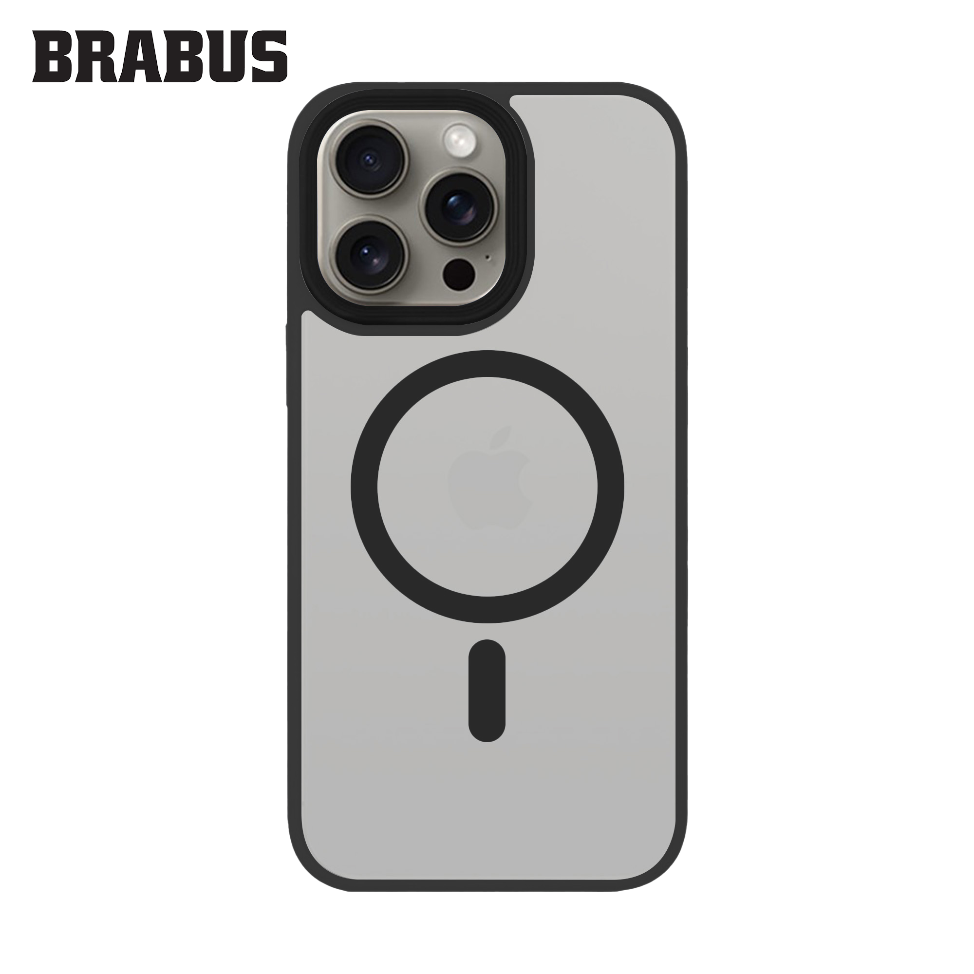 BRABUS iPhone 15 Pro Max Anti-Shock MagSafe Özellikli Kenarları Yumuşak Buzlu Mat Fall Silikon Kılıf