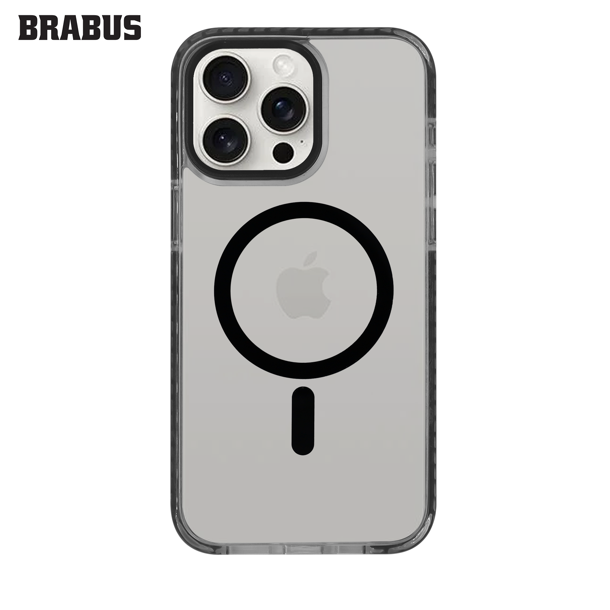 BRABUS  Iphone 15 Pro Max Ekstra Yan Katmanlı Anti-shock MagSafe Özellikli Silikon Splash Şeffaf Kılıf