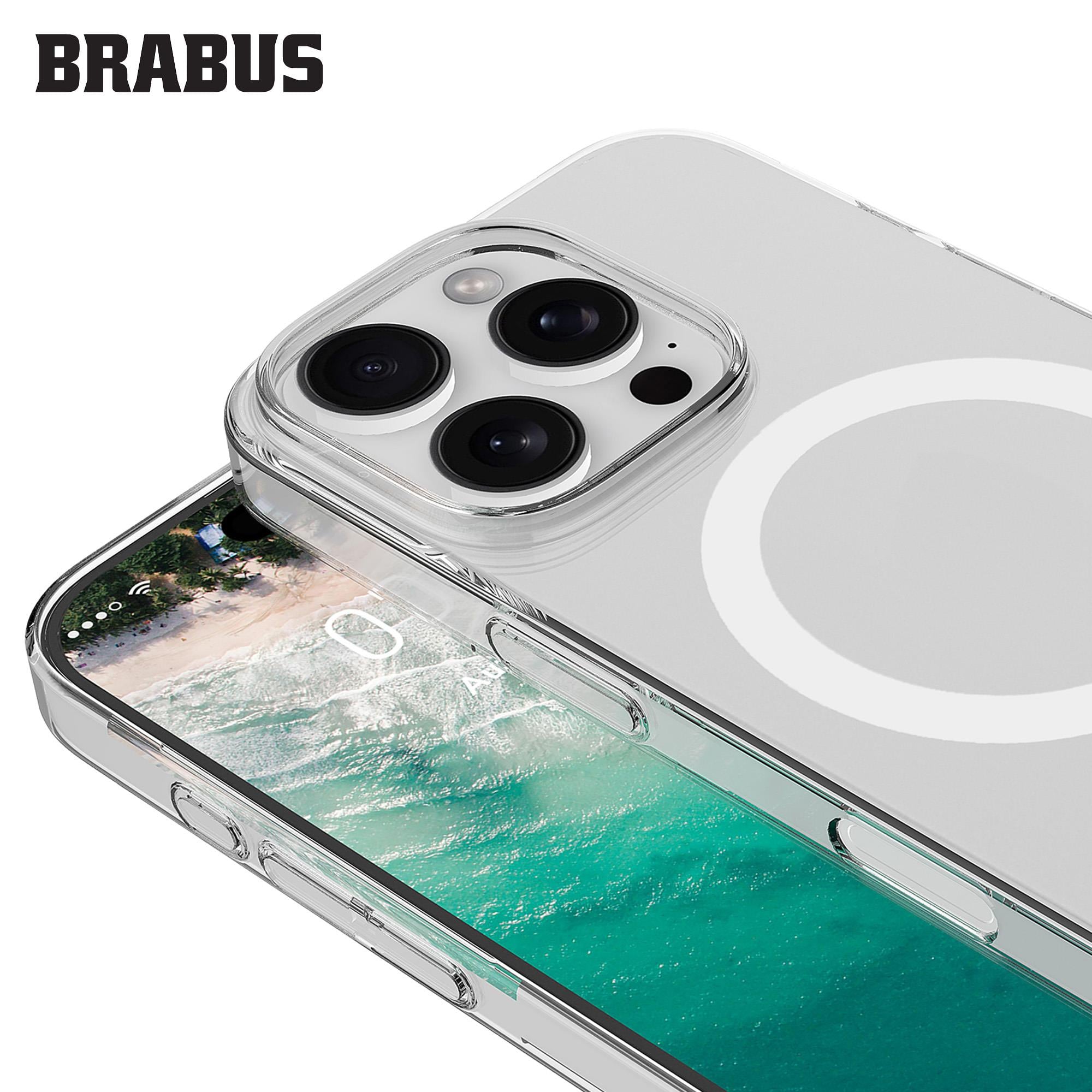 BRABUS iPhone 15 Pro Max MagSafe Özellikli ince Slim Şeffaf Royal Sert Silikon Kılıf