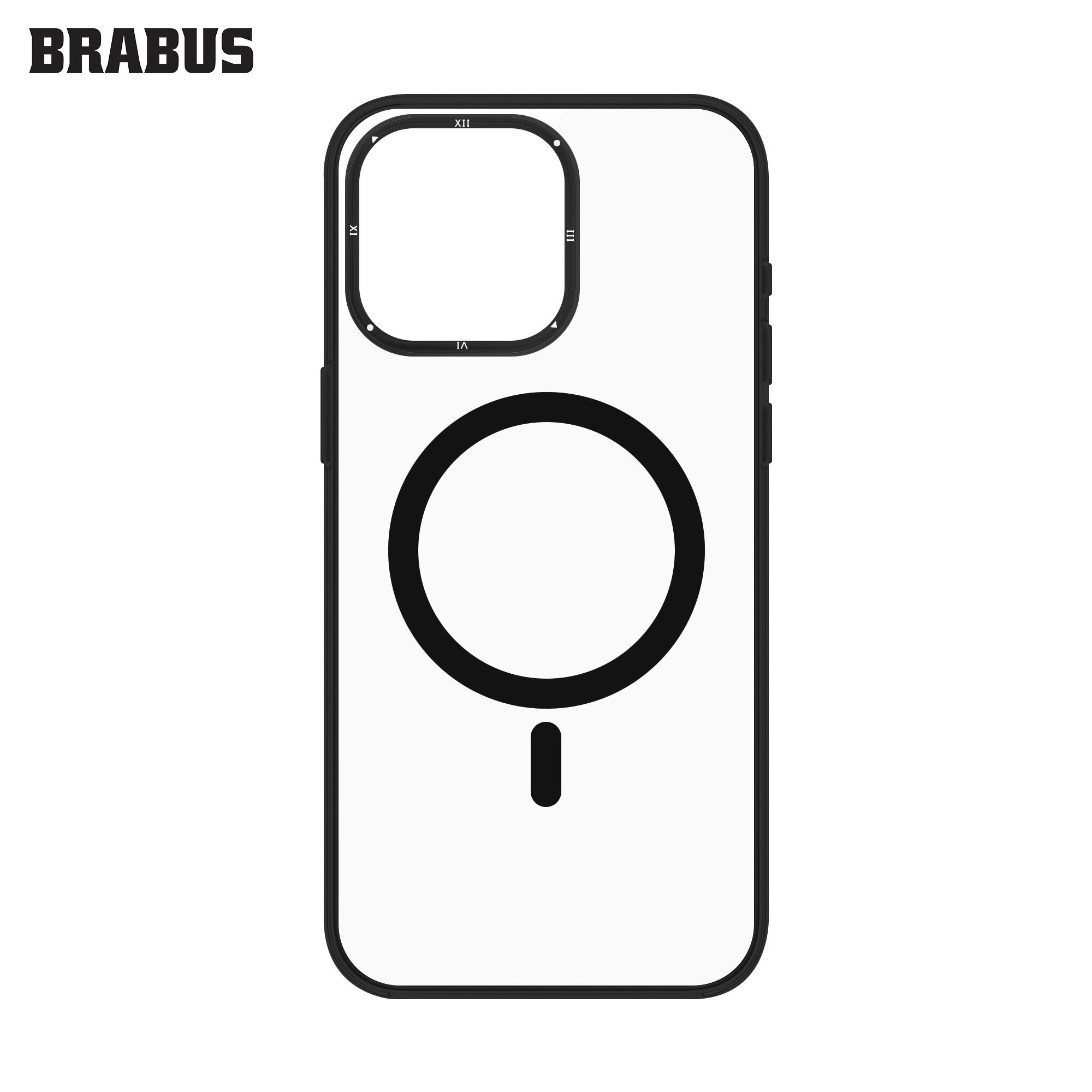 BRABUS iPhone 15 Pro Max MagSafe Özellikli Arkası Şeffaf Kenarları Renkli Yumuşak Porto Silikon Kılıf