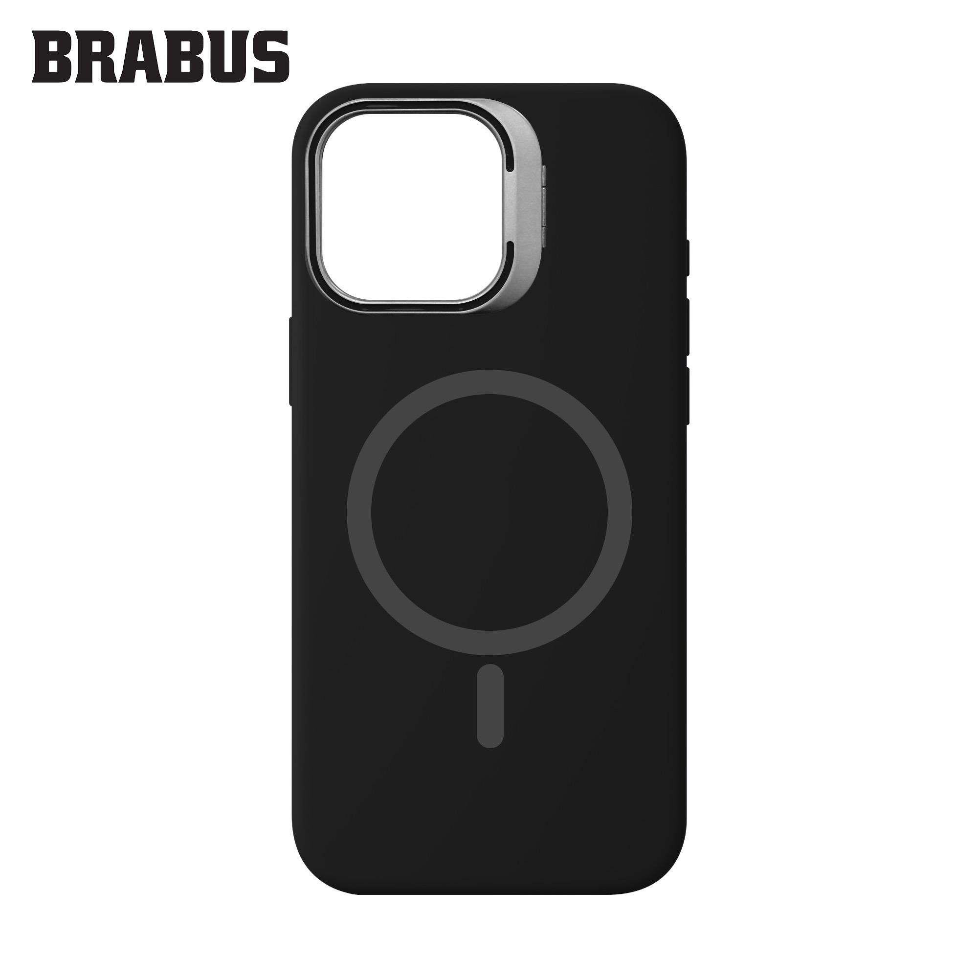 BRABUS iPhone 15 Pro Max MagSafe Özellikli Metal Kamera Standlı içi Kadife Silinebilir Mat Soft Jel Work Silikon Kılıf