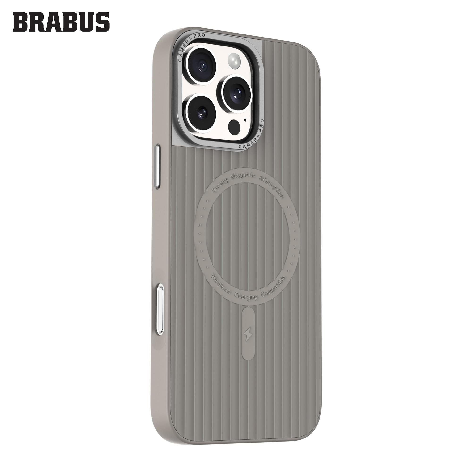 BRABUS iPhone 16 Pro Max MagSafe Özellikli Tırtıklı Arka Mat Yüzey içi Kadife Yumuşak Rio Silikon Kılıf