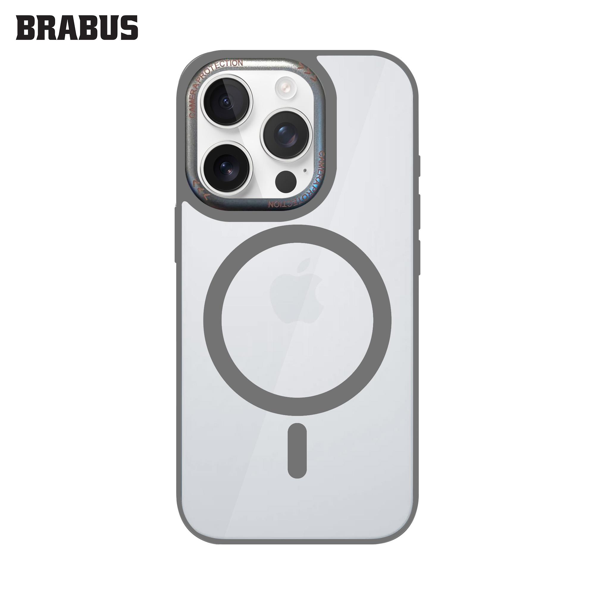 BRABUS iPhone 16 Pro Max MagSafe Özellikli Arkası Şeffaf Kenarları Renkli Yumuşak Porto Silikon Kılıf