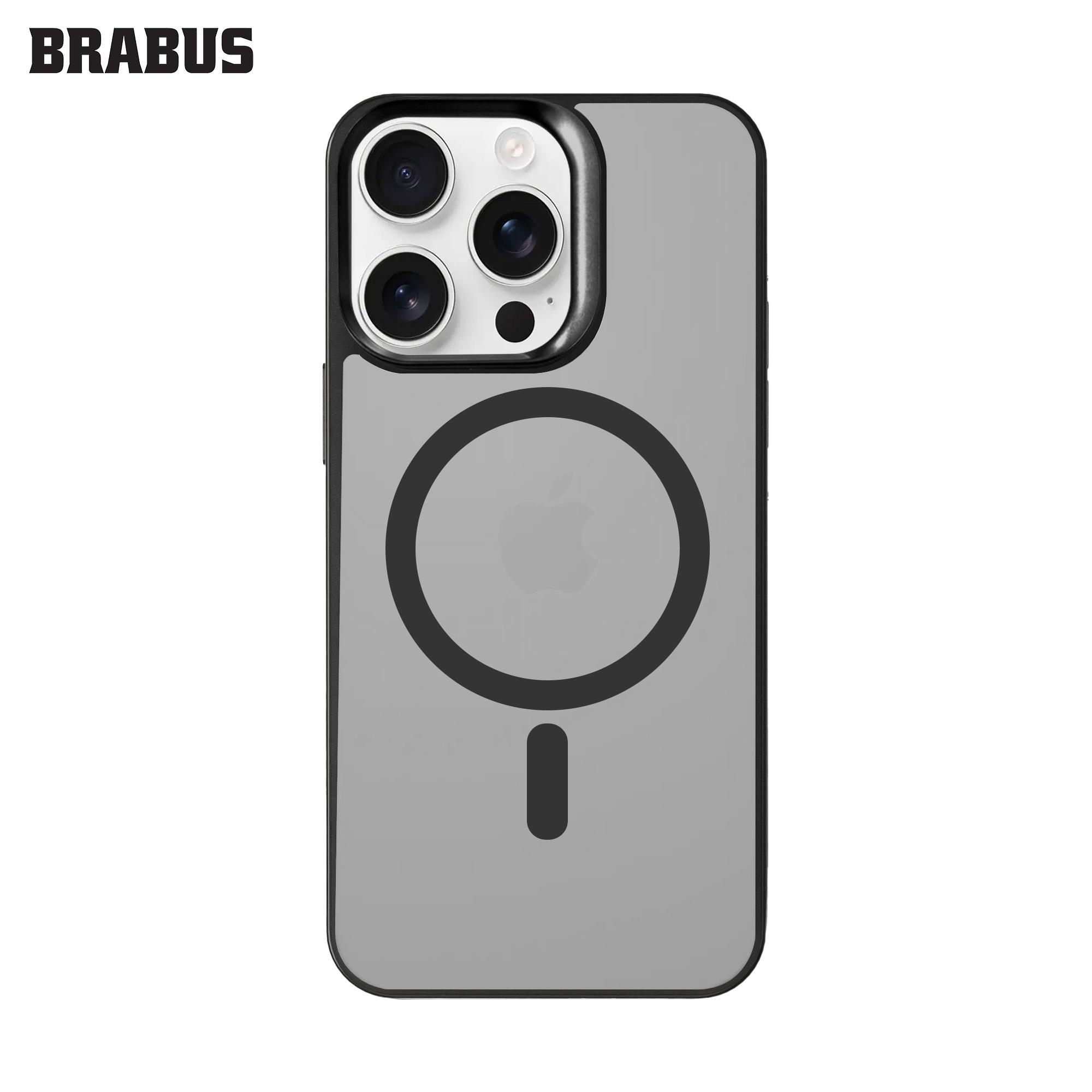 BRABUS iPhone 16 Pro Max MagSafe Özellikli Buzlu Ekstra Yan Koruma Katmanlı Yumuşak Mat Rain Silikon Kılıf