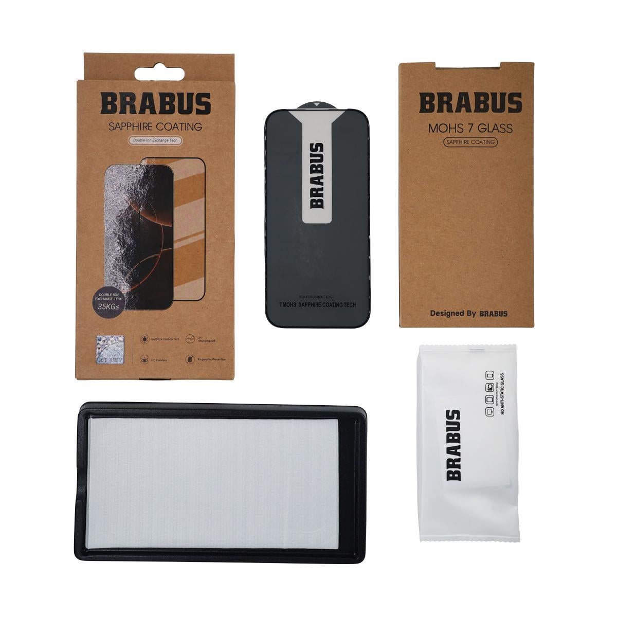 BRABUS iPhone 17 Pro Max / 16 Pro Max Uyumlu 7 mOhs Aşınma ve Çizilmeye Dayanıklı Sapphire Cam Ekran Koruyucu