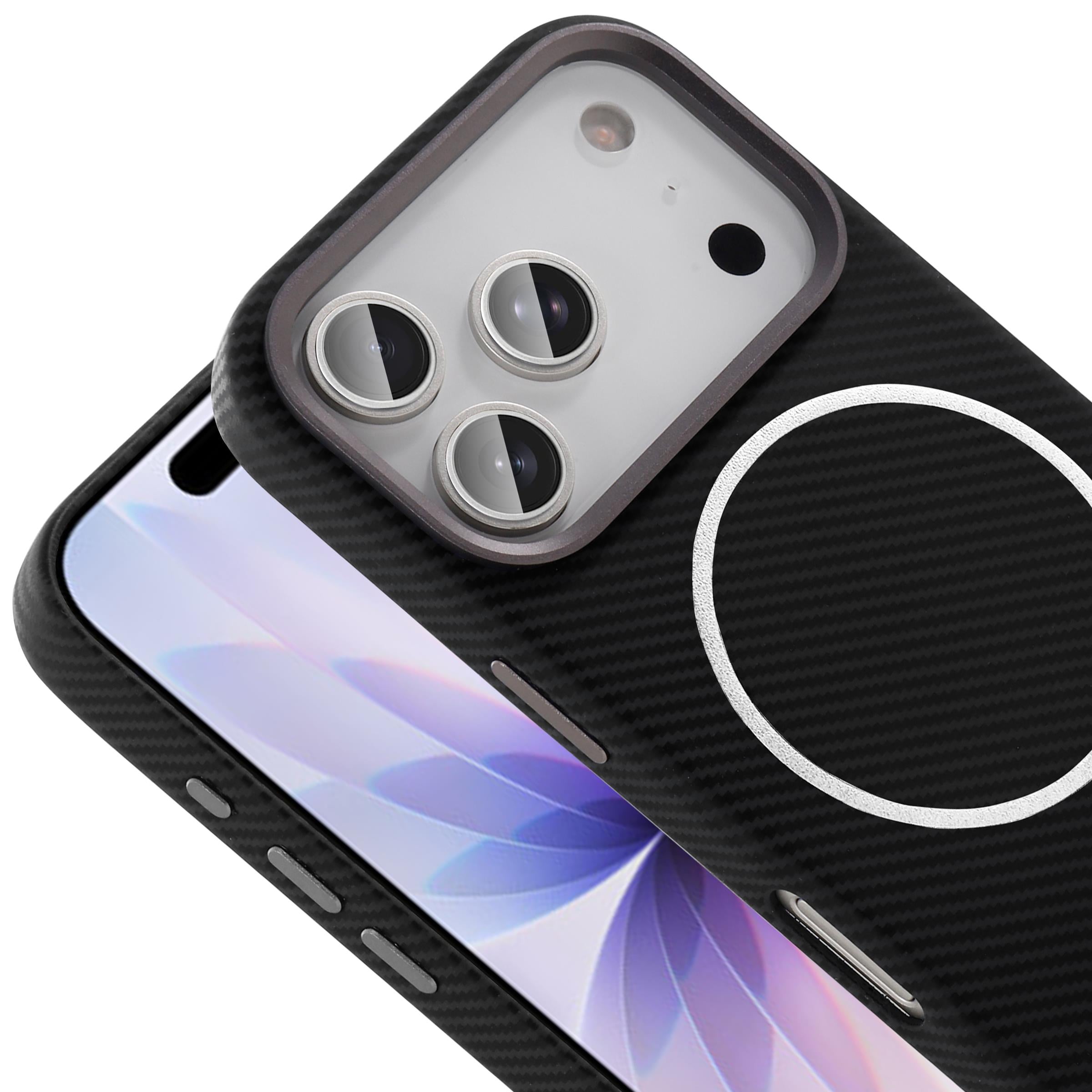 BRABUS iPhone 17 Pro Max Uyumlu Karbon Fiber Baskı Kaplamalı MagSafe Özellikli Patch Kılıf