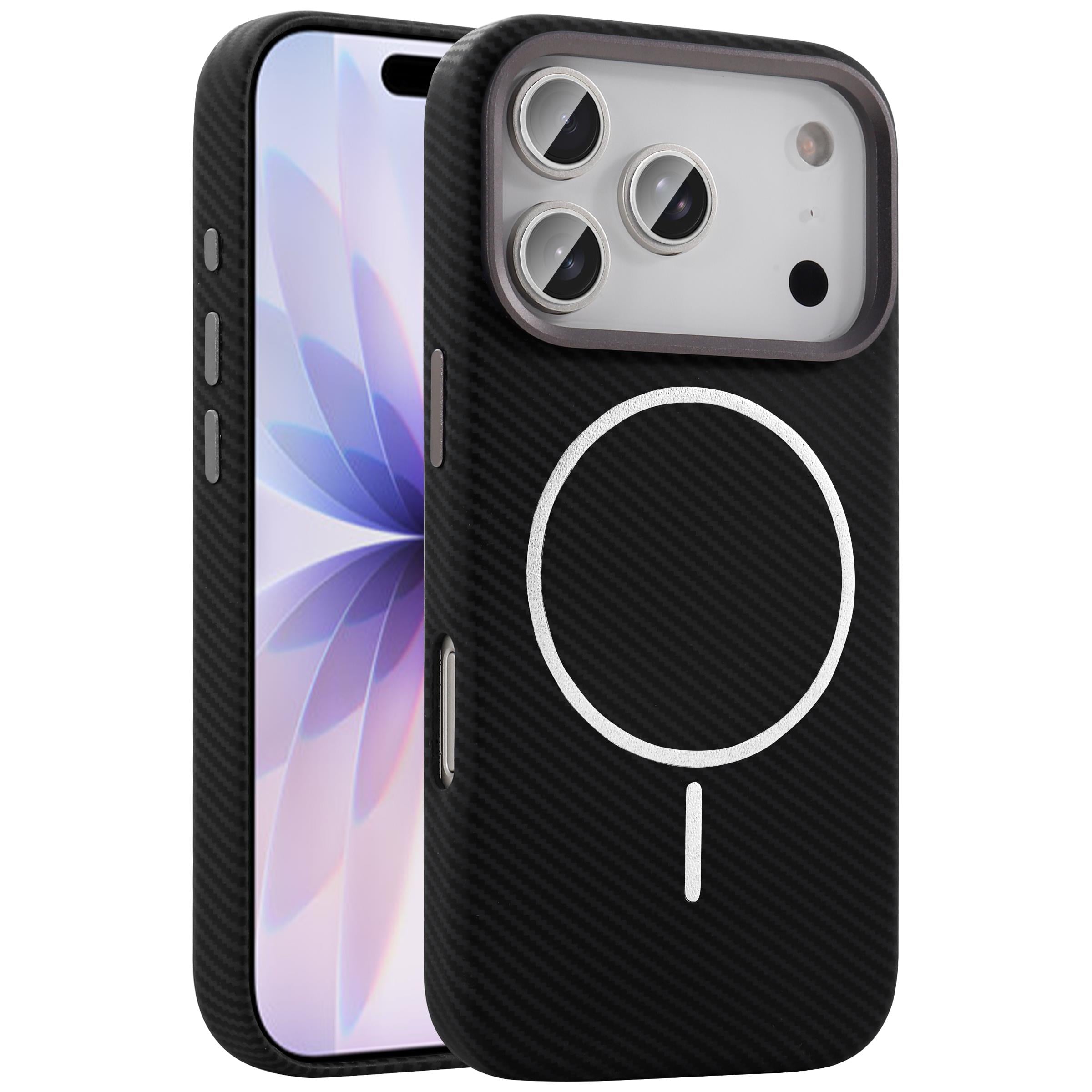 BRABUS iPhone 17 Pro Max Uyumlu Karbon Fiber Baskı Kaplamalı MagSafe Özellikli Patch Kılıf