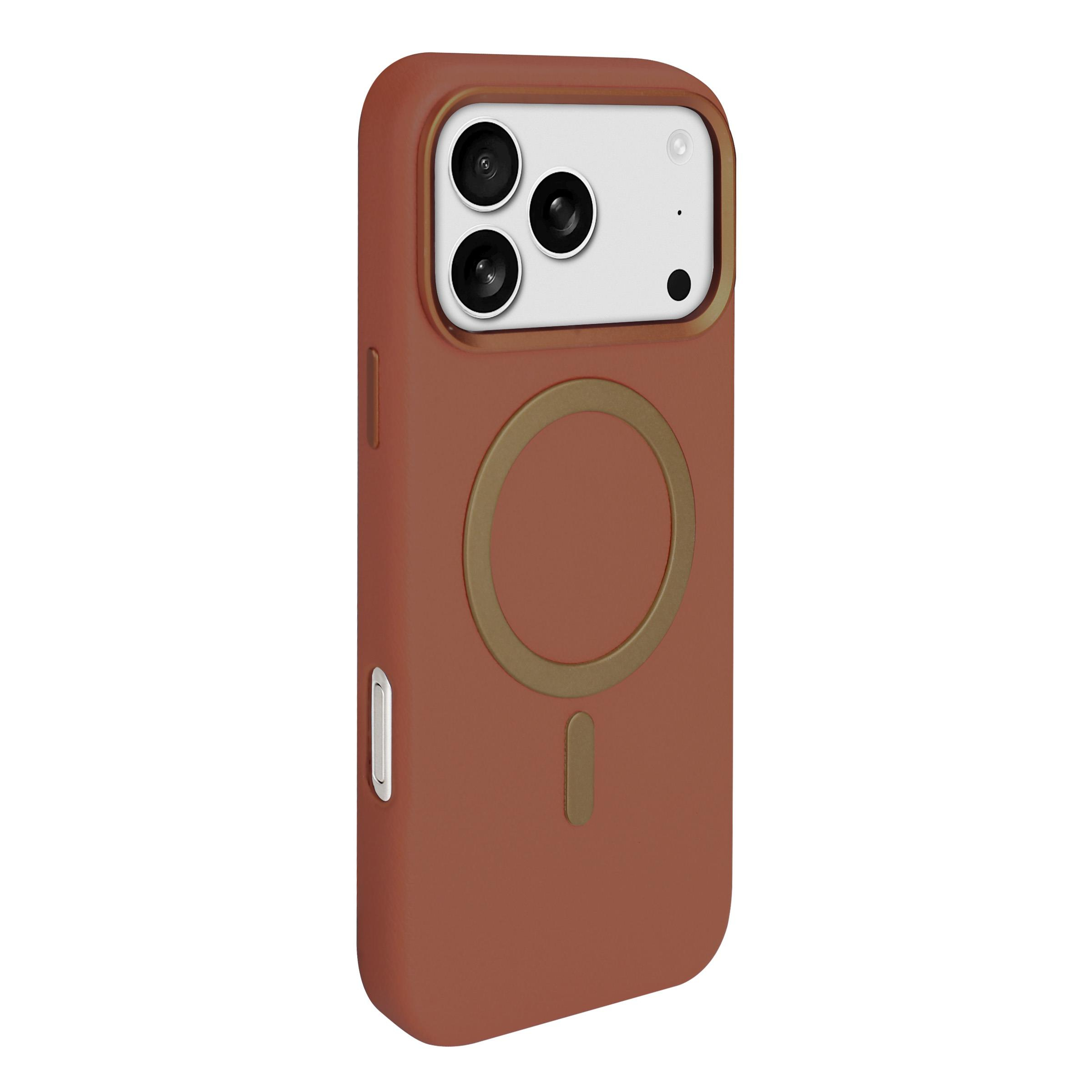 BRABUS iPhone 17 Pro Max Uyumlu MagSafe Özellikli Vegan Deri Nar Telefon Kılıfı