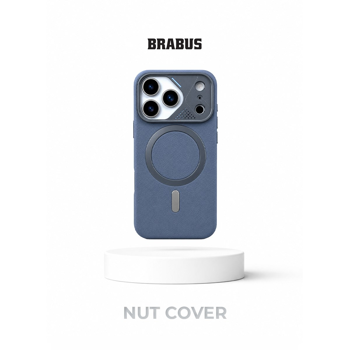 BRABUS iPhone 17 Pro Max Uyumlu MagSafe Özellikli İçi Kadife Kaplamalı Deri Nut Telefon Kılıfı