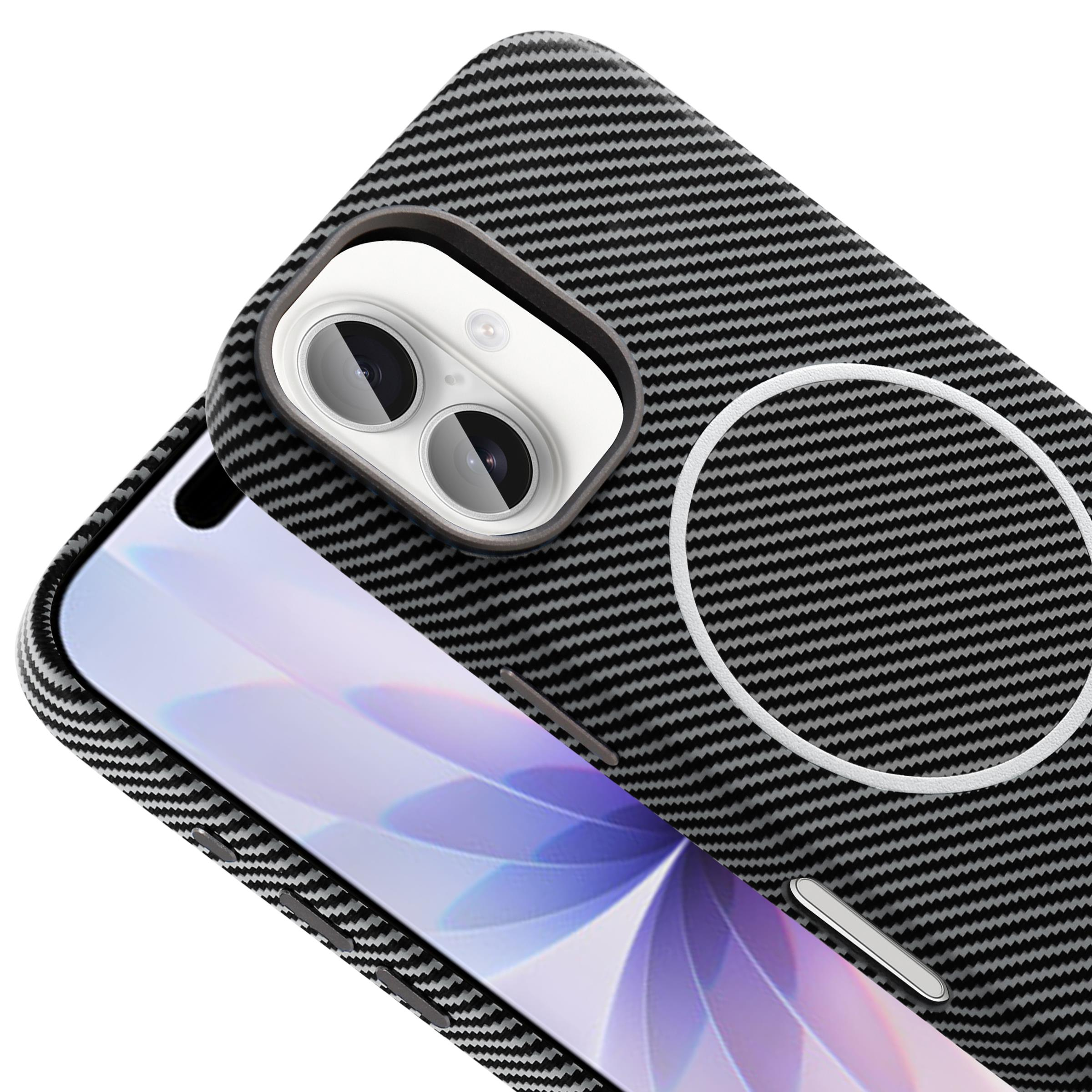 BRABUS iPhone 17 Uyumlu Karbon Fiber Baskı Kaplamalı MagSafe Özellikli Patch Kılıf