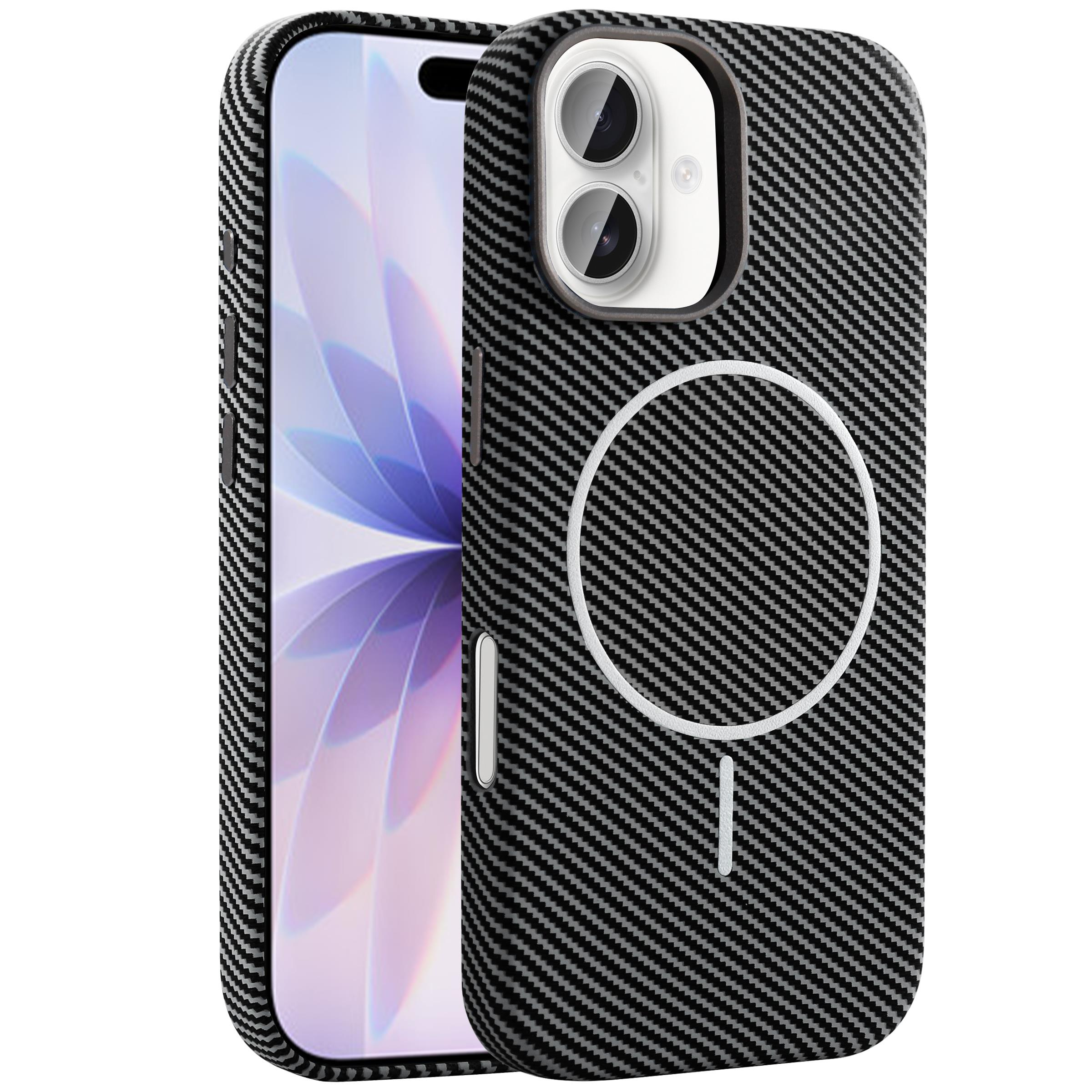 BRABUS iPhone 17 Uyumlu Karbon Fiber Baskı Kaplamalı MagSafe Özellikli Patch Kılıf